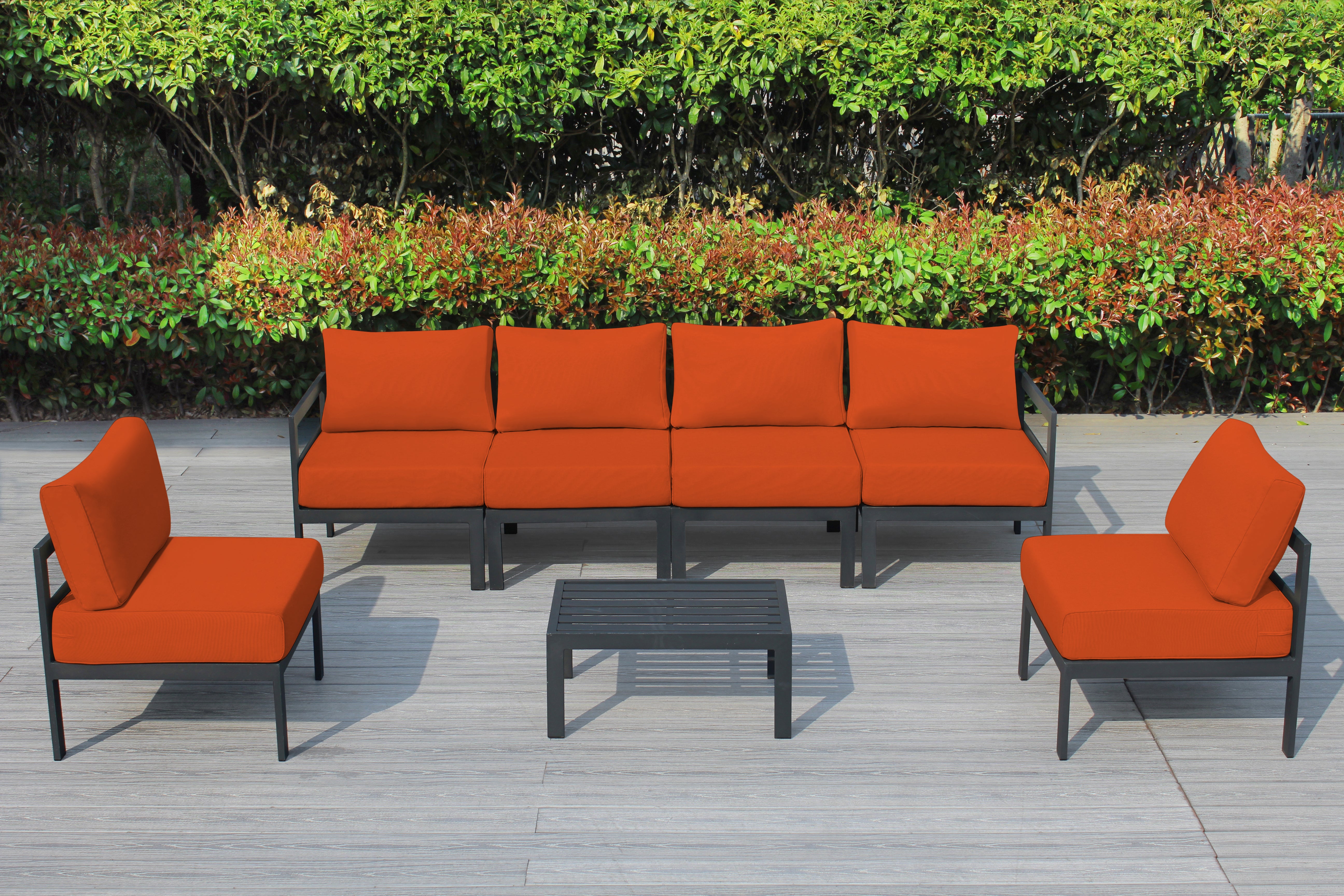 Fully Assembled Rainshield Patio Furniture - 7 Piece Aluminum Outdoor Sectional with Water Protected Cushions - Price starts at $1,144
