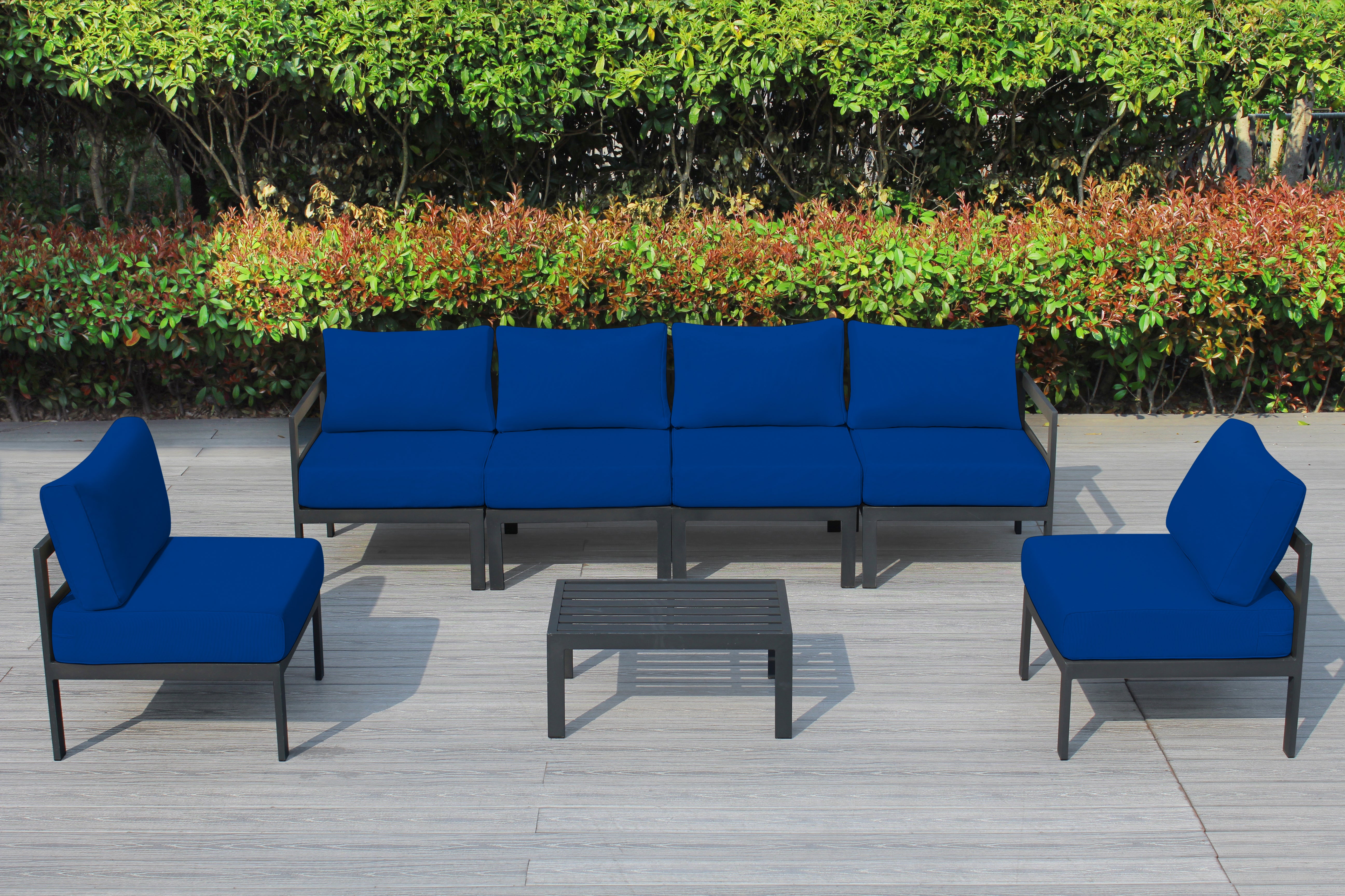 Fully Assembled Rainshield Patio Furniture - 7 Piece Aluminum Outdoor Sectional with Water Protected Cushions - Price starts at $1,144