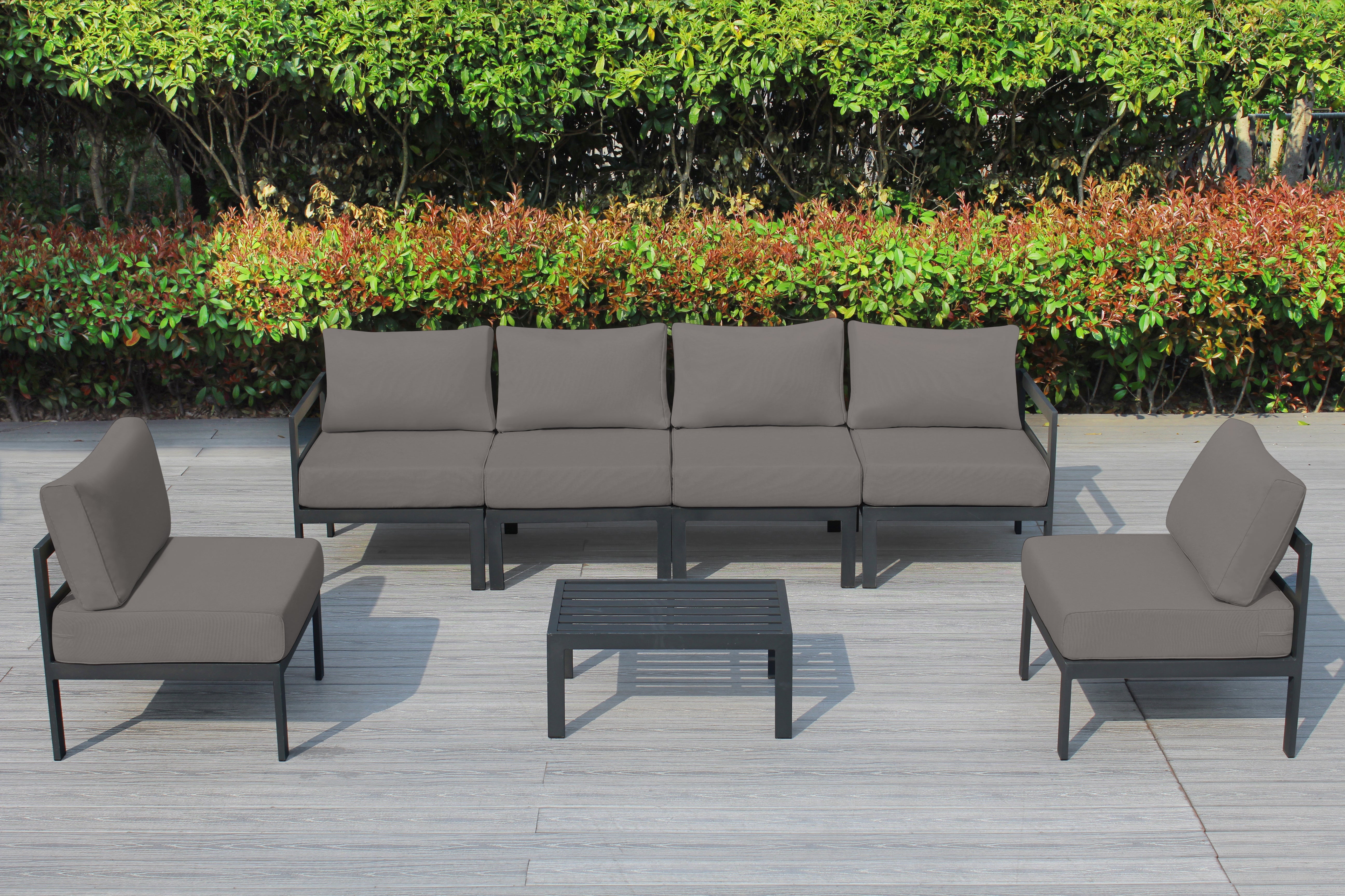 Fully Assembled Rainshield Patio Furniture - 7 Piece Aluminum Outdoor Sectional with Water Protected Cushions - Price starts at $1,144