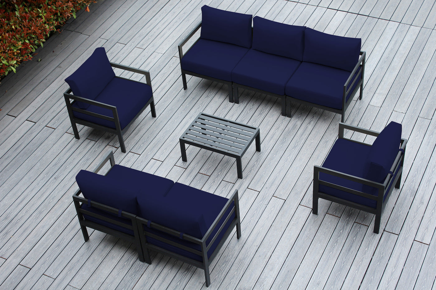 Fully Assembled Rainshield Patio Furniture - 8 Piece Aluminum Outdoor Sectional with Water Protected Outdoor Cushions
