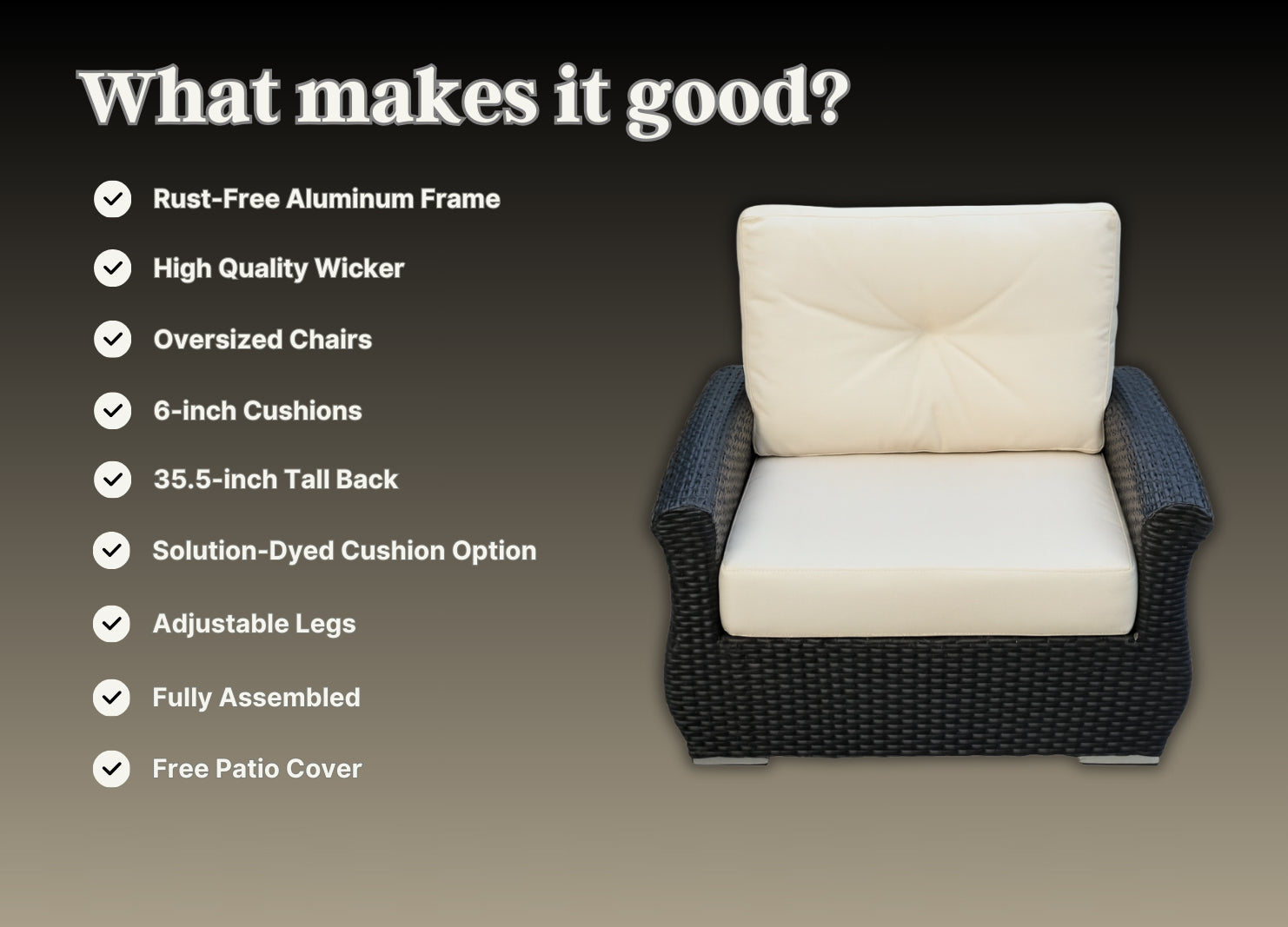 Fully Assembled Rainshield Patio Furniture - Luxury 7-Piece Oversized Sectional with 6-inch Cushions