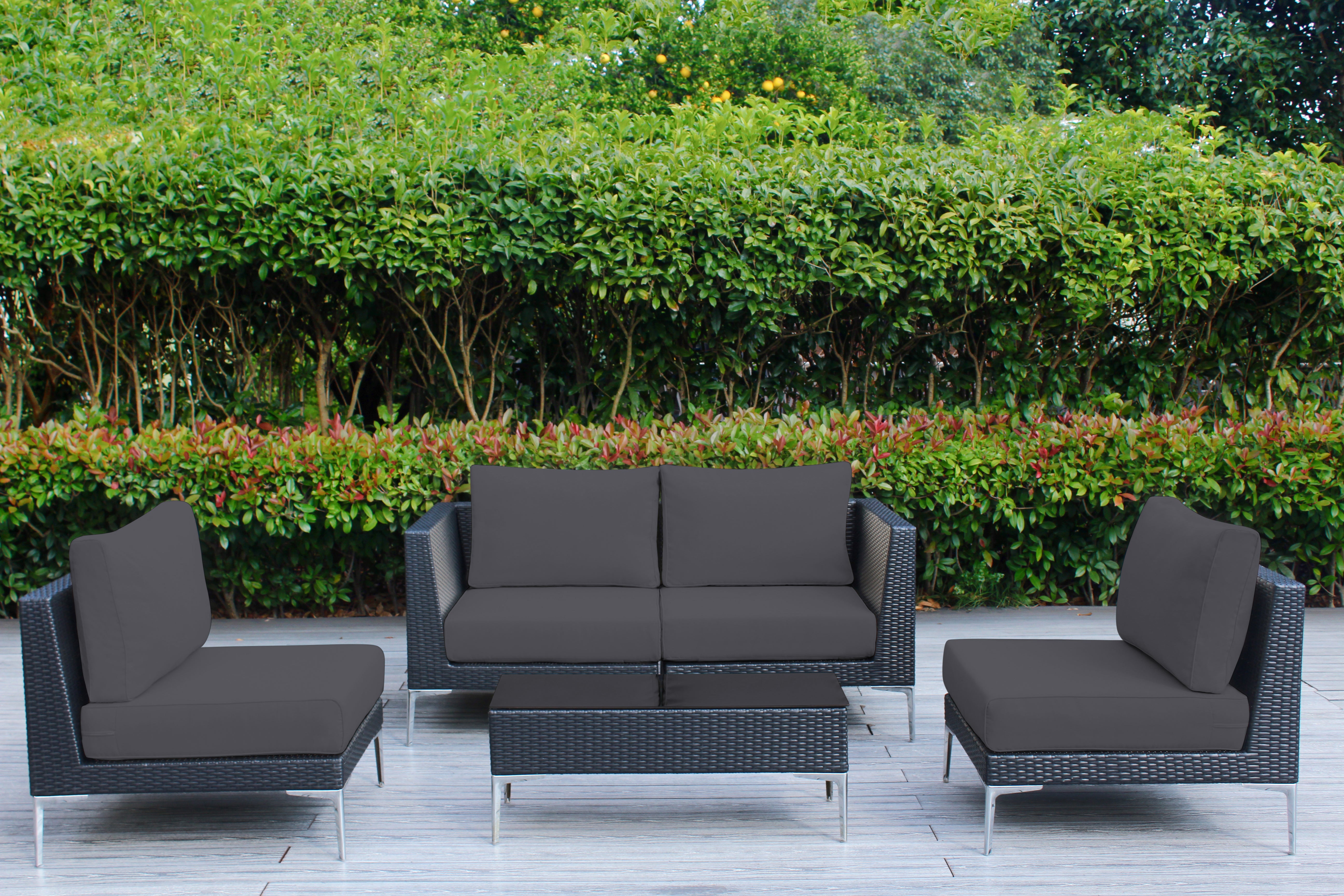 Fully Assembled Rainshield Patio Furniture - Premium 5 Piece Outdoor Sectional with 6-inch Water Protected Cushions