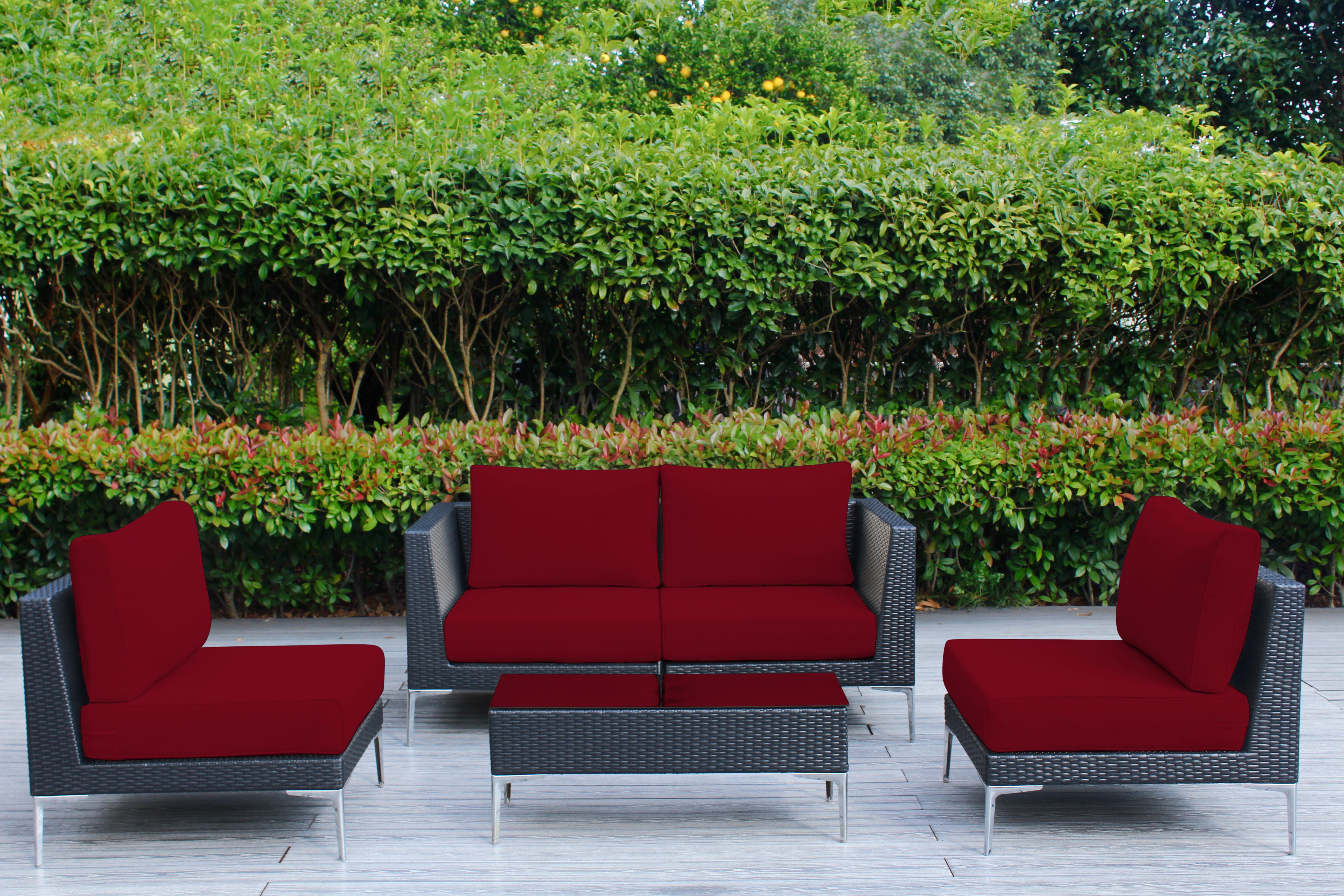 Fully Assembled Rainshield Patio Furniture - Premium 5 Piece Outdoor Sectional with 6-inch Water Protected Cushions