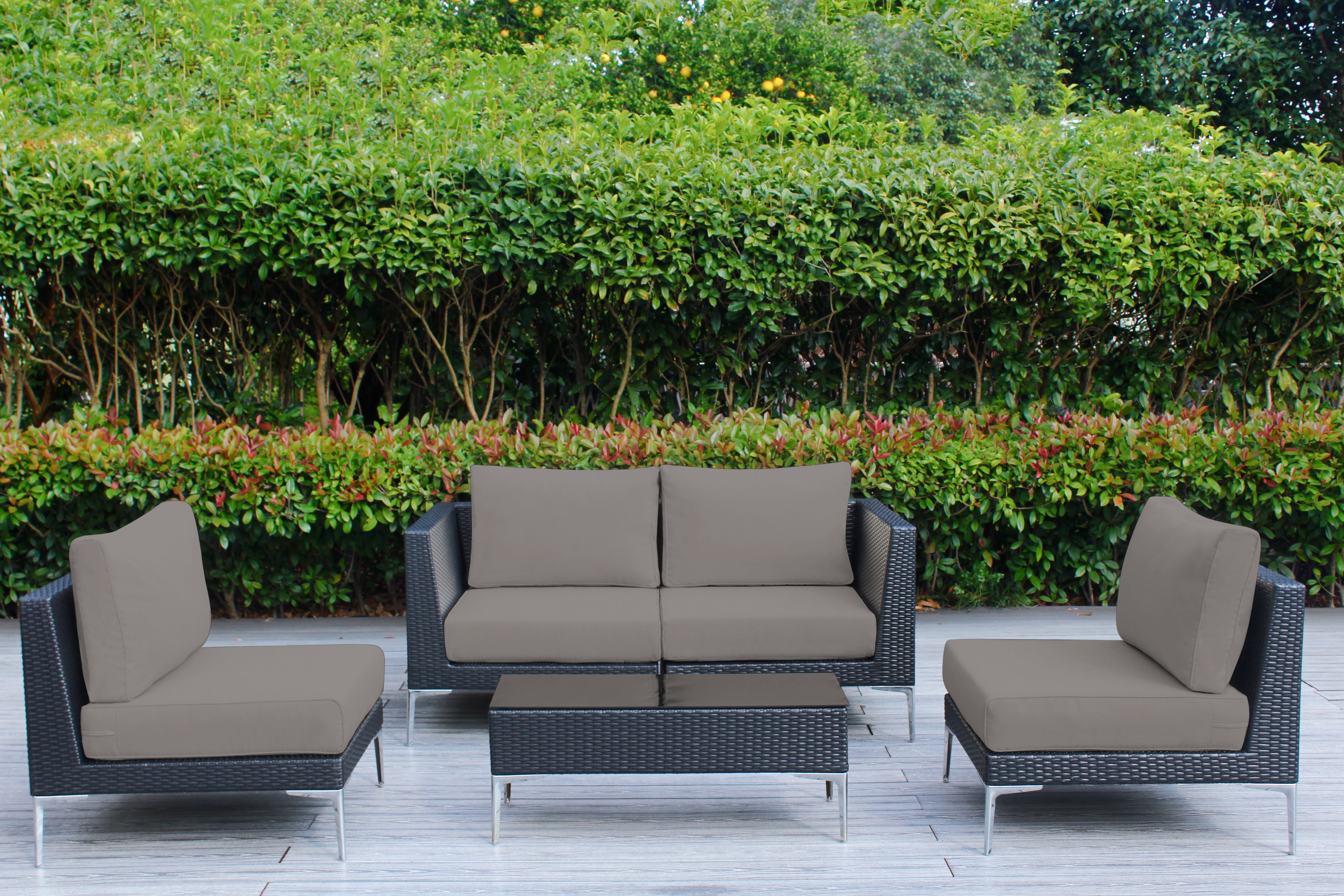 Fully Assembled Rainshield Patio Furniture - Premium 5 Piece Outdoor Sectional with 6-inch Water Protected Cushions