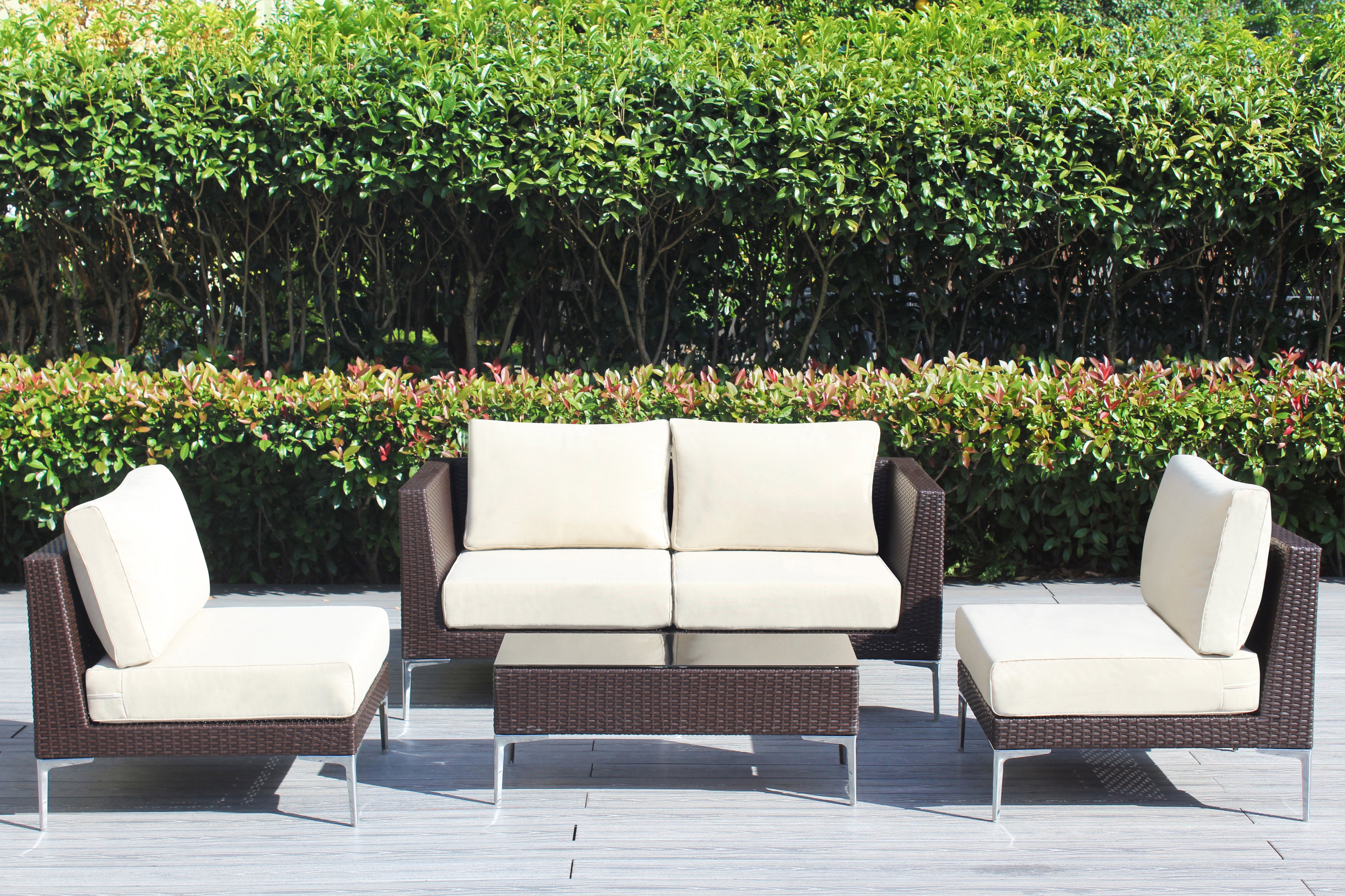 Fully Assembled Rainshield Patio Furniture - Premium 5 Piece Outdoor Sectional with 6-inch Water Protected Cushions