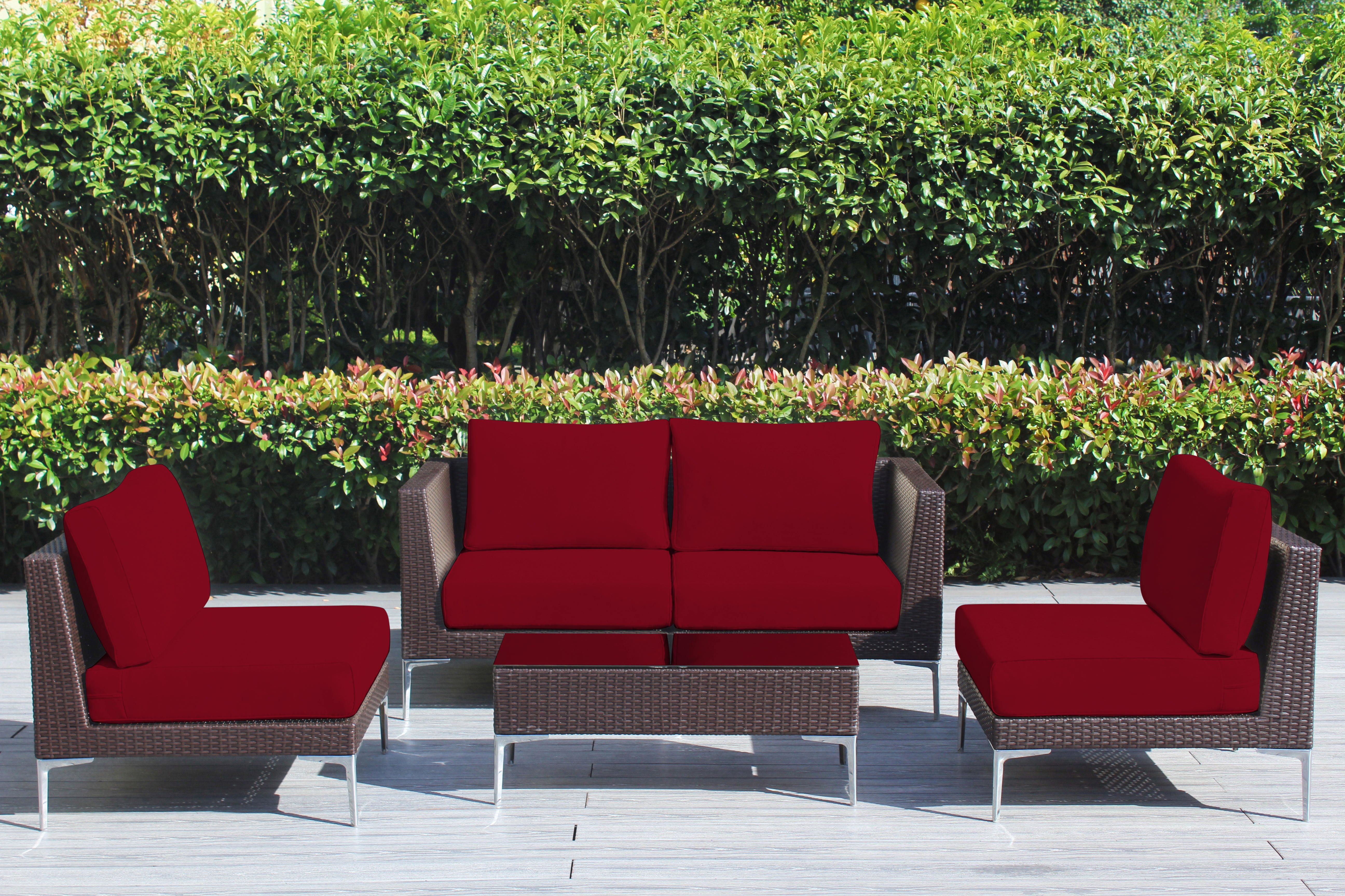 Fully Assembled Rainshield Patio Furniture - Premium 5 Piece Outdoor Sectional with 6-inch Water Protected Cushions