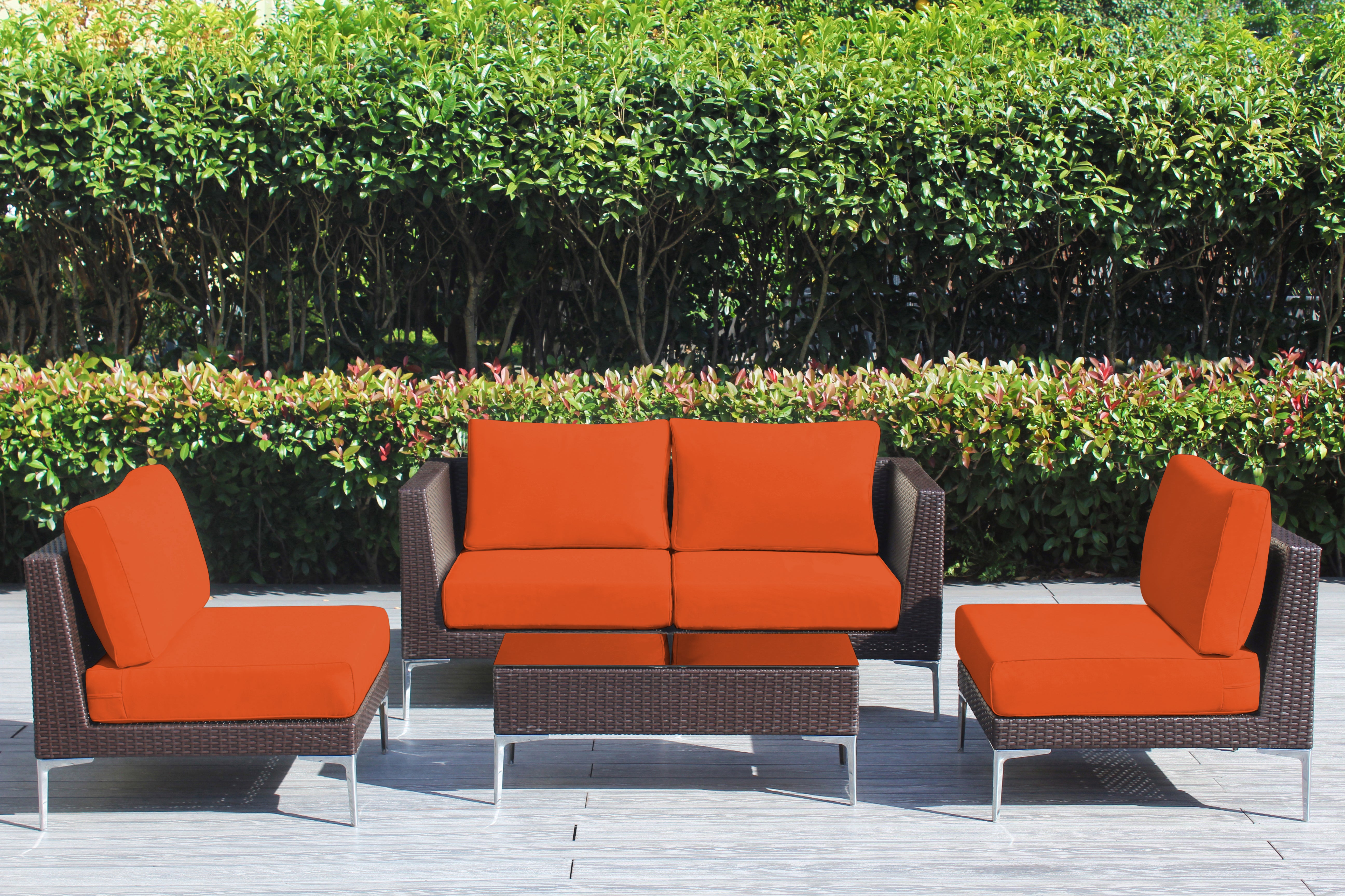 Fully Assembled Rainshield Patio Furniture - Premium 5 Piece Outdoor Sectional with 6-inch Water Protected Cushions
