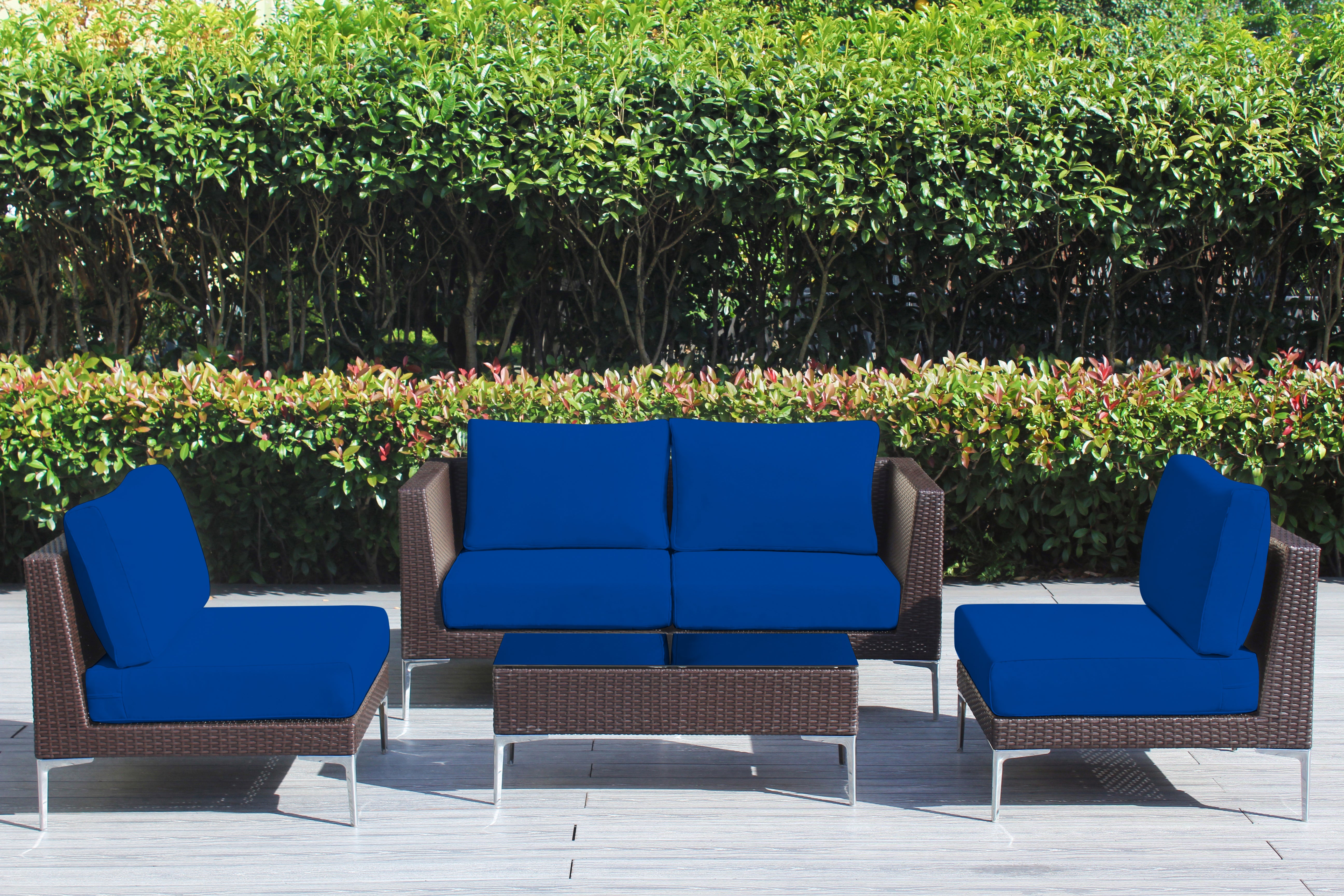 Fully Assembled Rainshield Patio Furniture - Premium 5 Piece Outdoor Sectional with 6-inch Water Protected Cushions