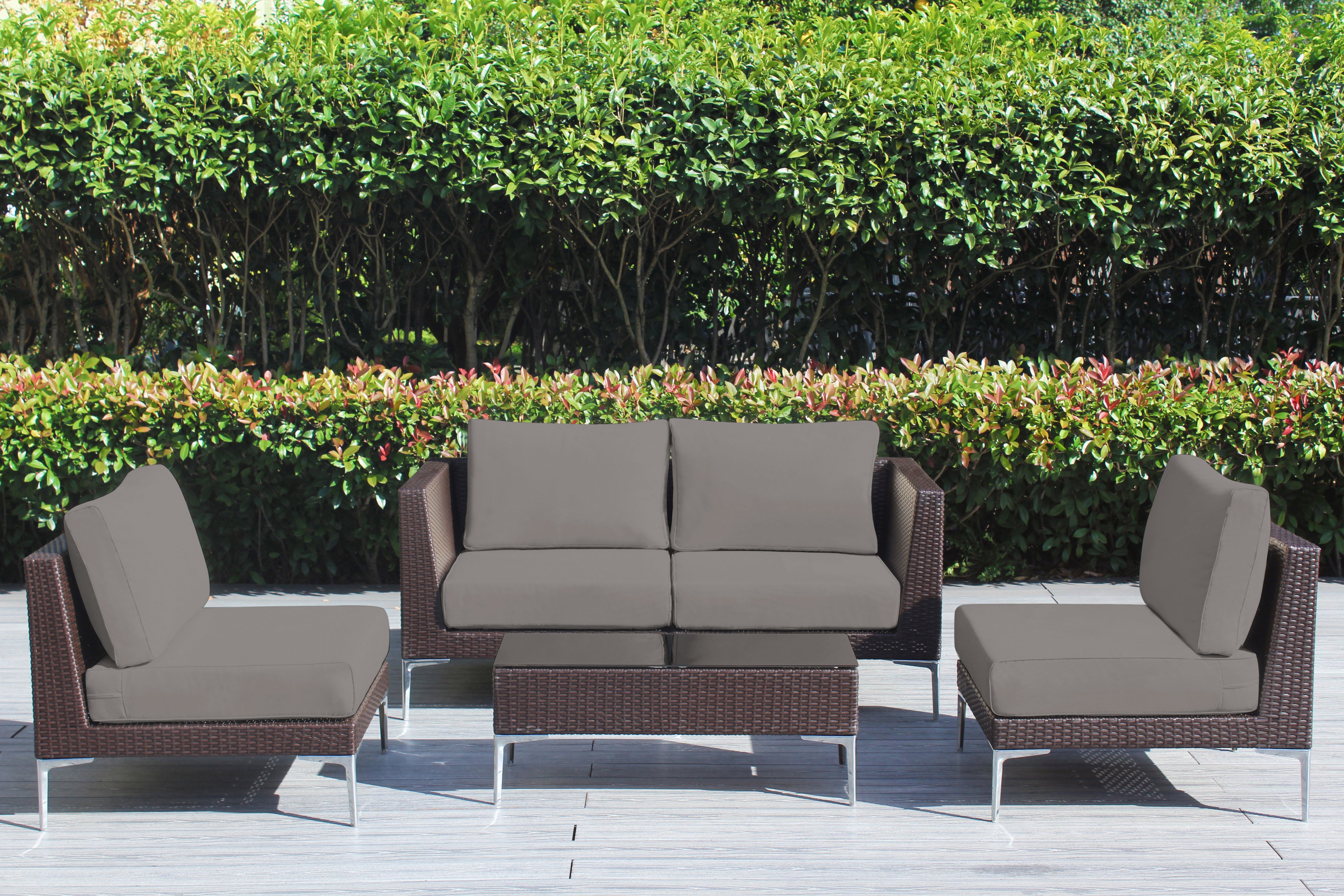 Fully Assembled Rainshield Patio Furniture - Premium 5 Piece Outdoor Sectional with 6-inch Water Protected Cushions