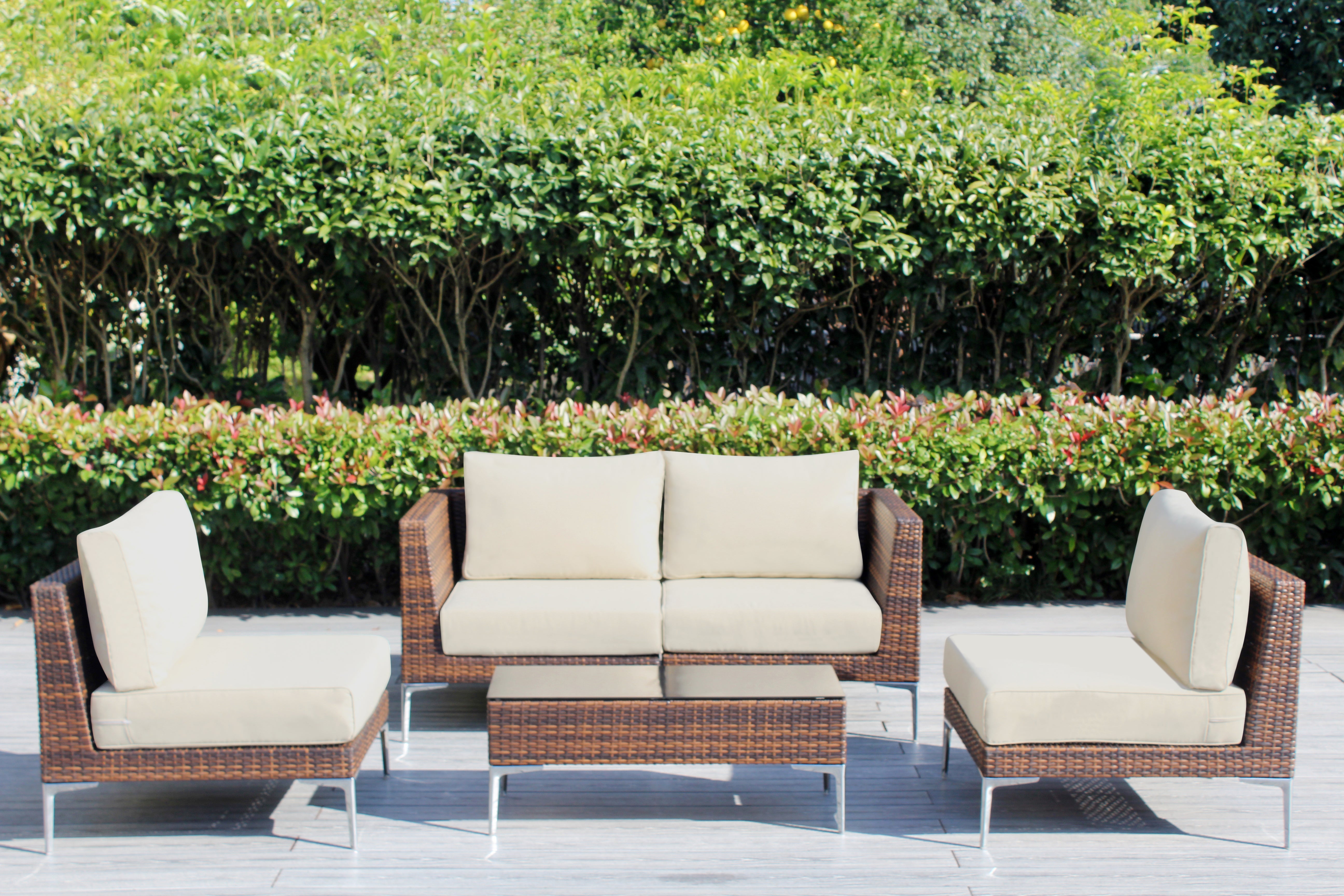 Fully Assembled Rainshield Patio Furniture - Premium 5 Piece Outdoor Sectional with 6-inch Water Protected Cushions