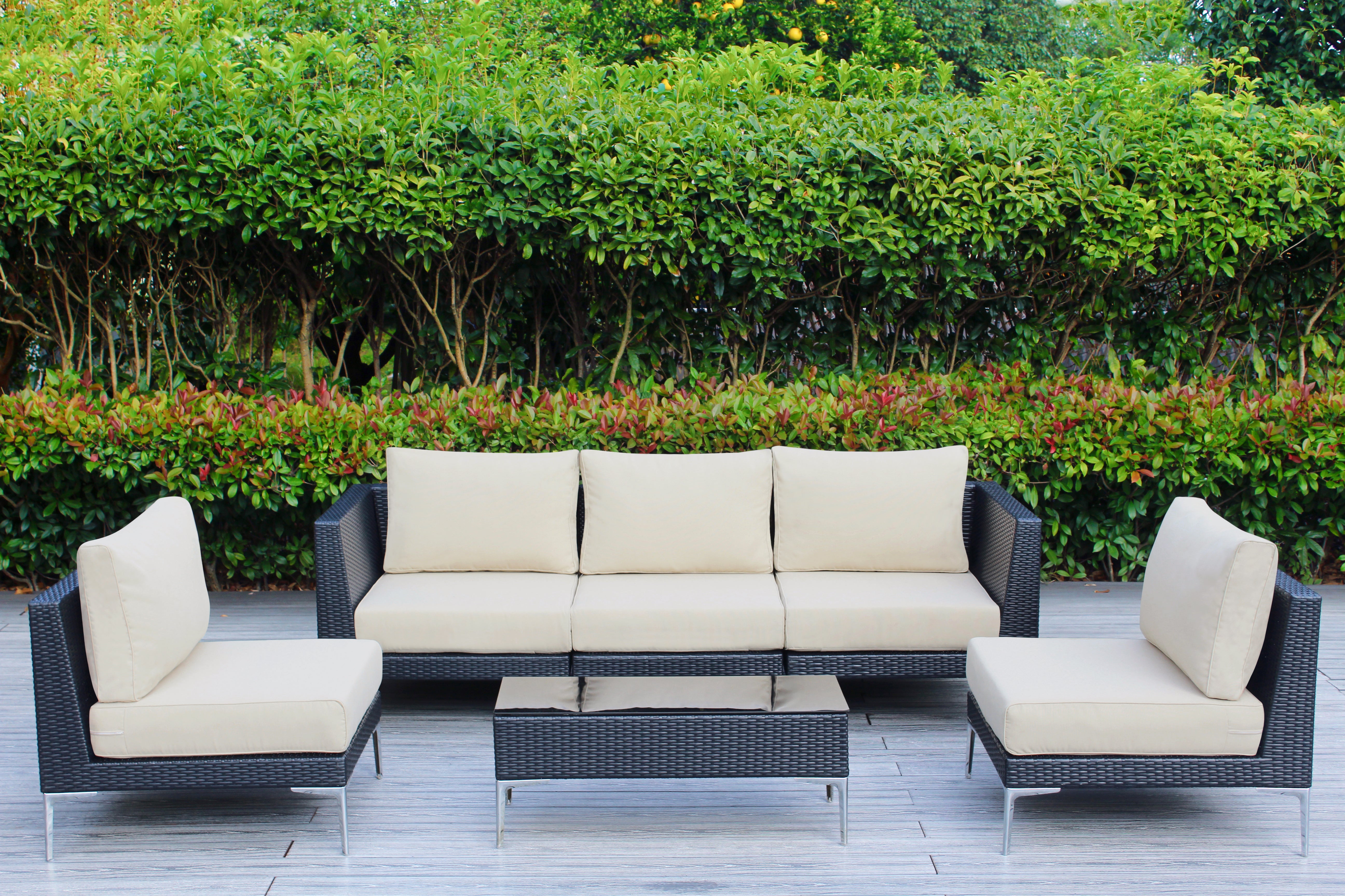 Fully Assembled Rainshield Patio Furniture - Premium 6 Piece Outdoor Sectional with 6-inch Cushions in Sunbrella