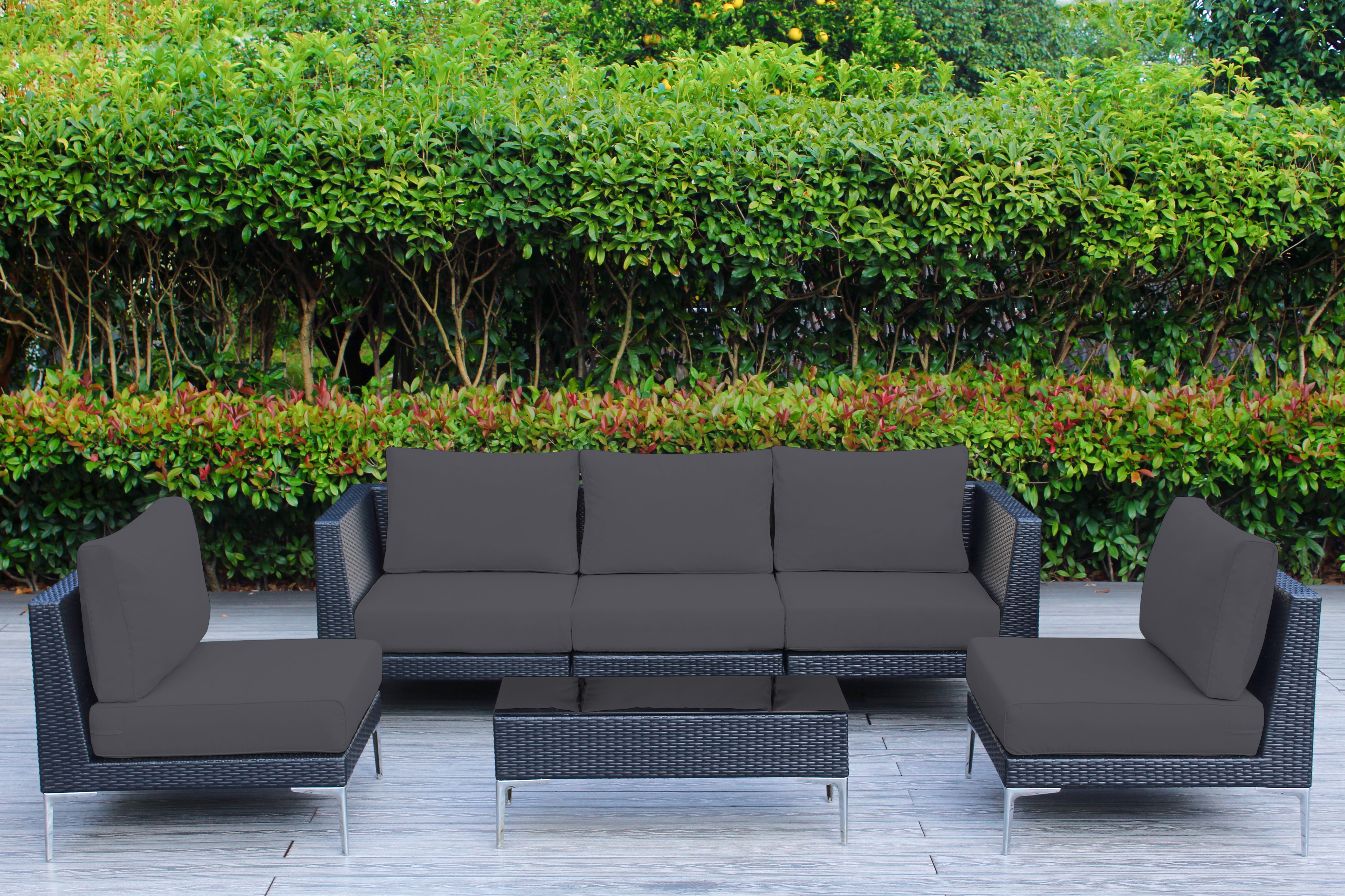 Fully Assembled Rainshield Patio Furniture - Premium 6 Piece Outdoor Sectional with 6-inch Cushions in Sunbrella
