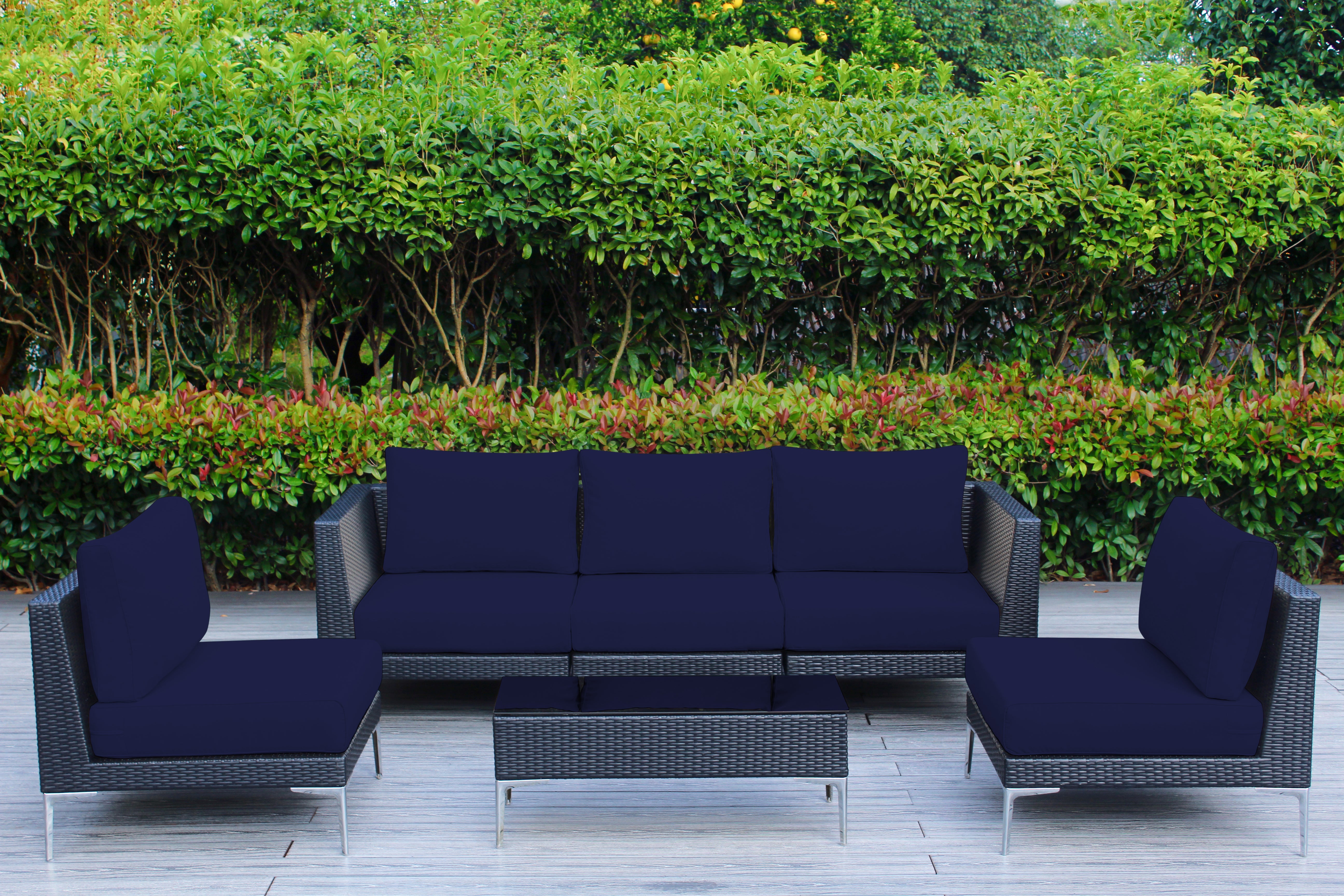 Fully Assembled Rainshield Patio Furniture - Premium 6 Piece Outdoor Sectional with 6-inch Cushions in Sunbrella