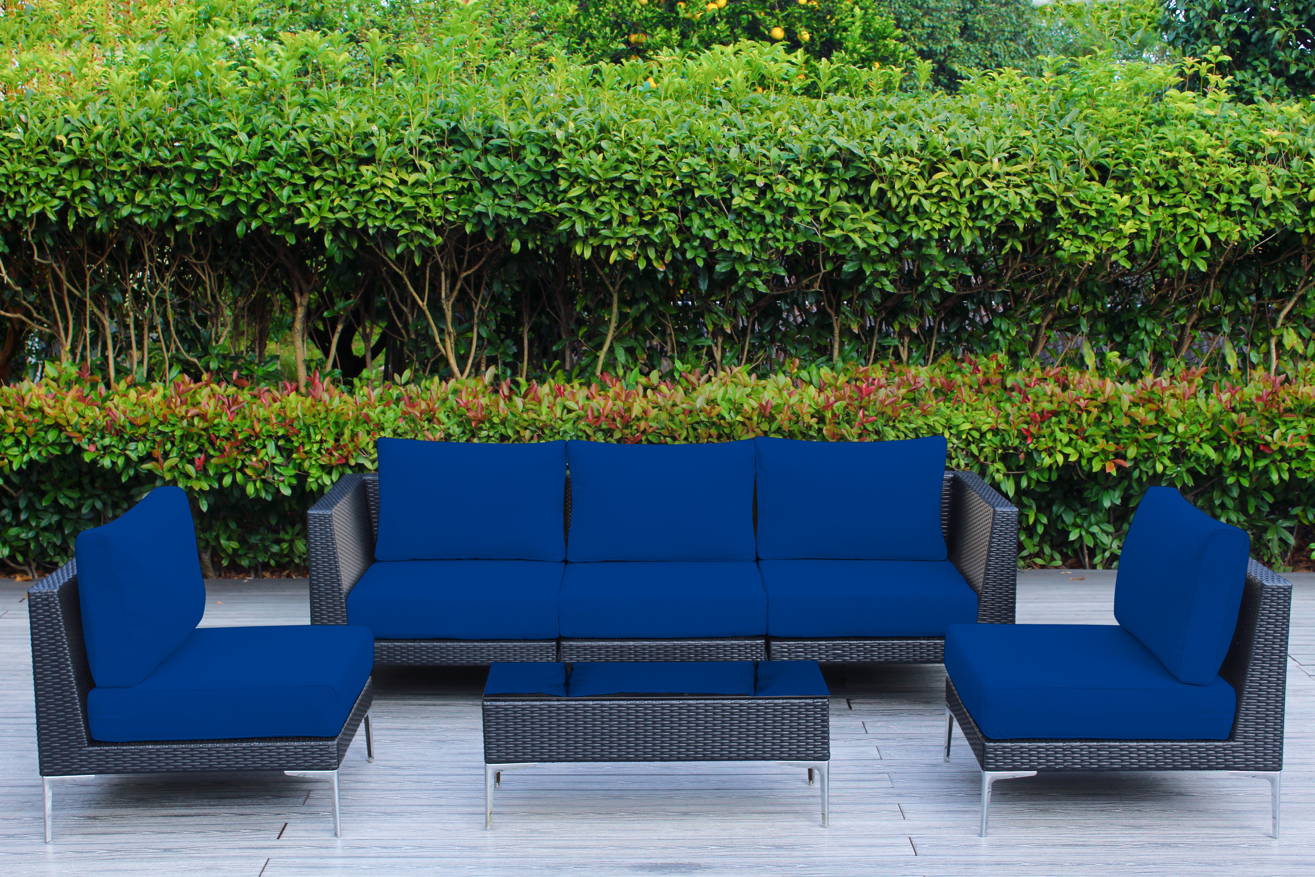 Fully Assembled Rainshield Patio Furniture - Premium 6 Piece Outdoor Sectional with 6-inch Cushions in Sunbrella