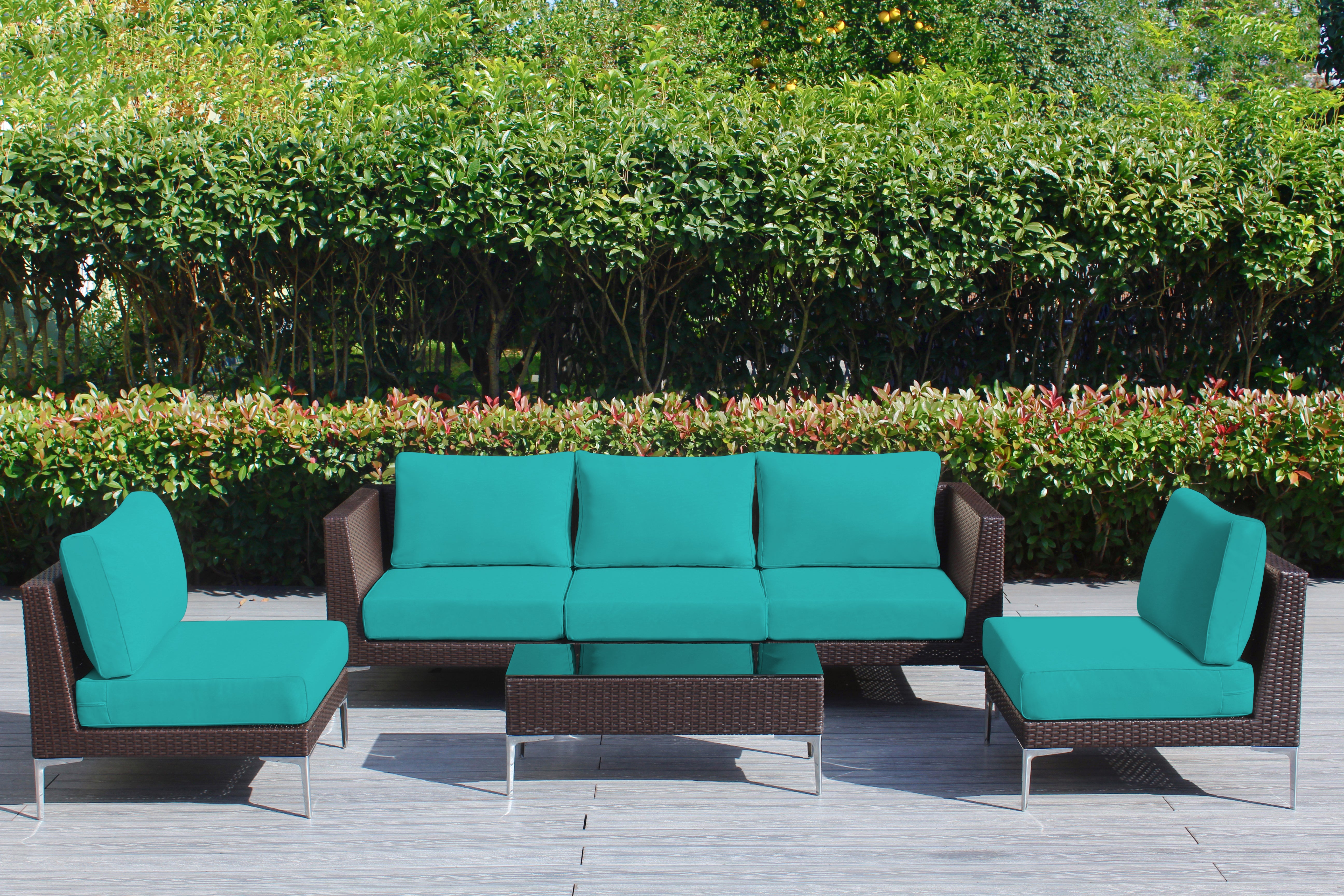 Fully Assembled Rainshield Patio Furniture - Premium 6 Piece Outdoor Sectional with 6-inch Cushions in Sunbrella