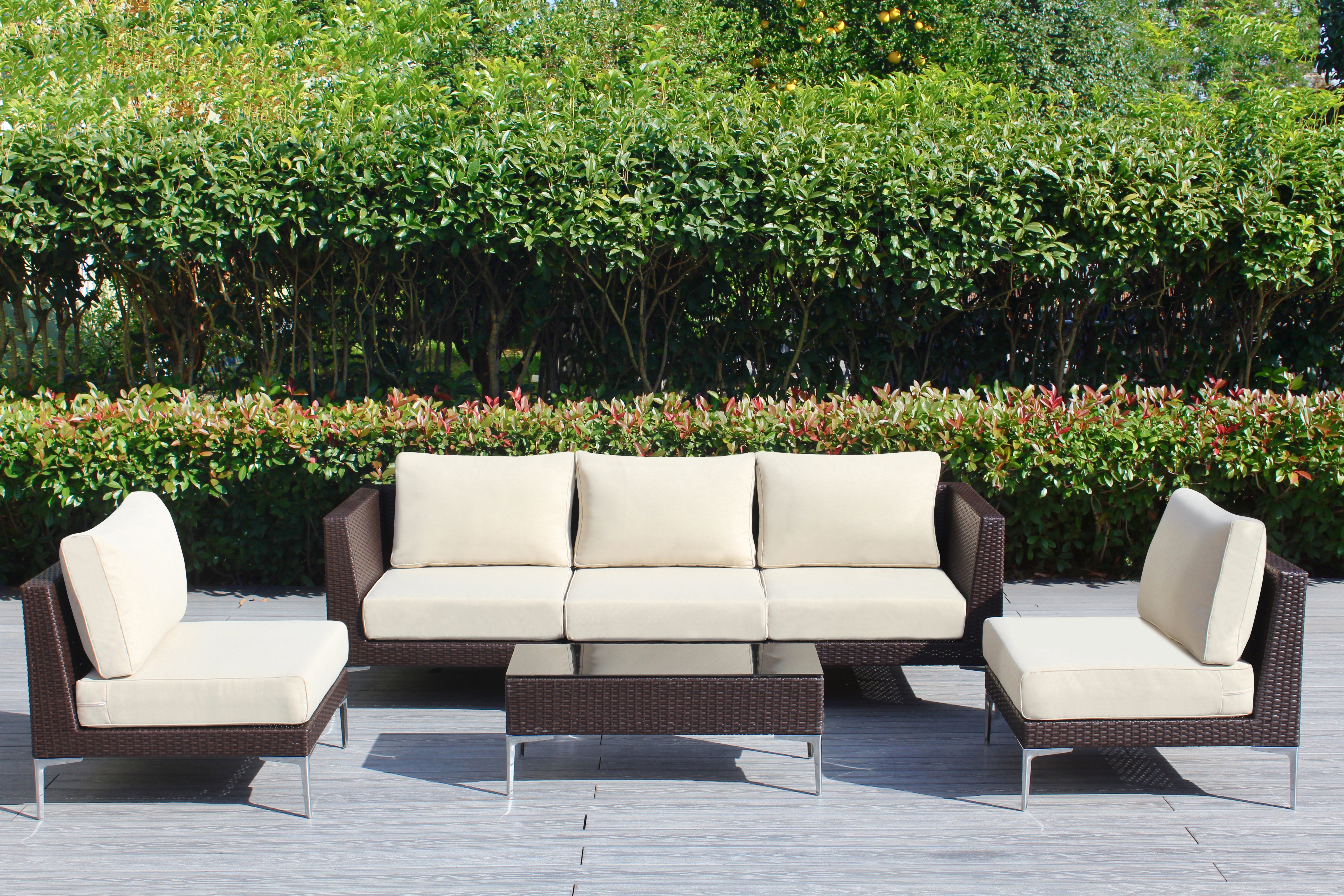 Fully Assembled Rainshield Patio Furniture - Premium 6 Piece Outdoor Sectional with 6-inch Cushions in Sunbrella