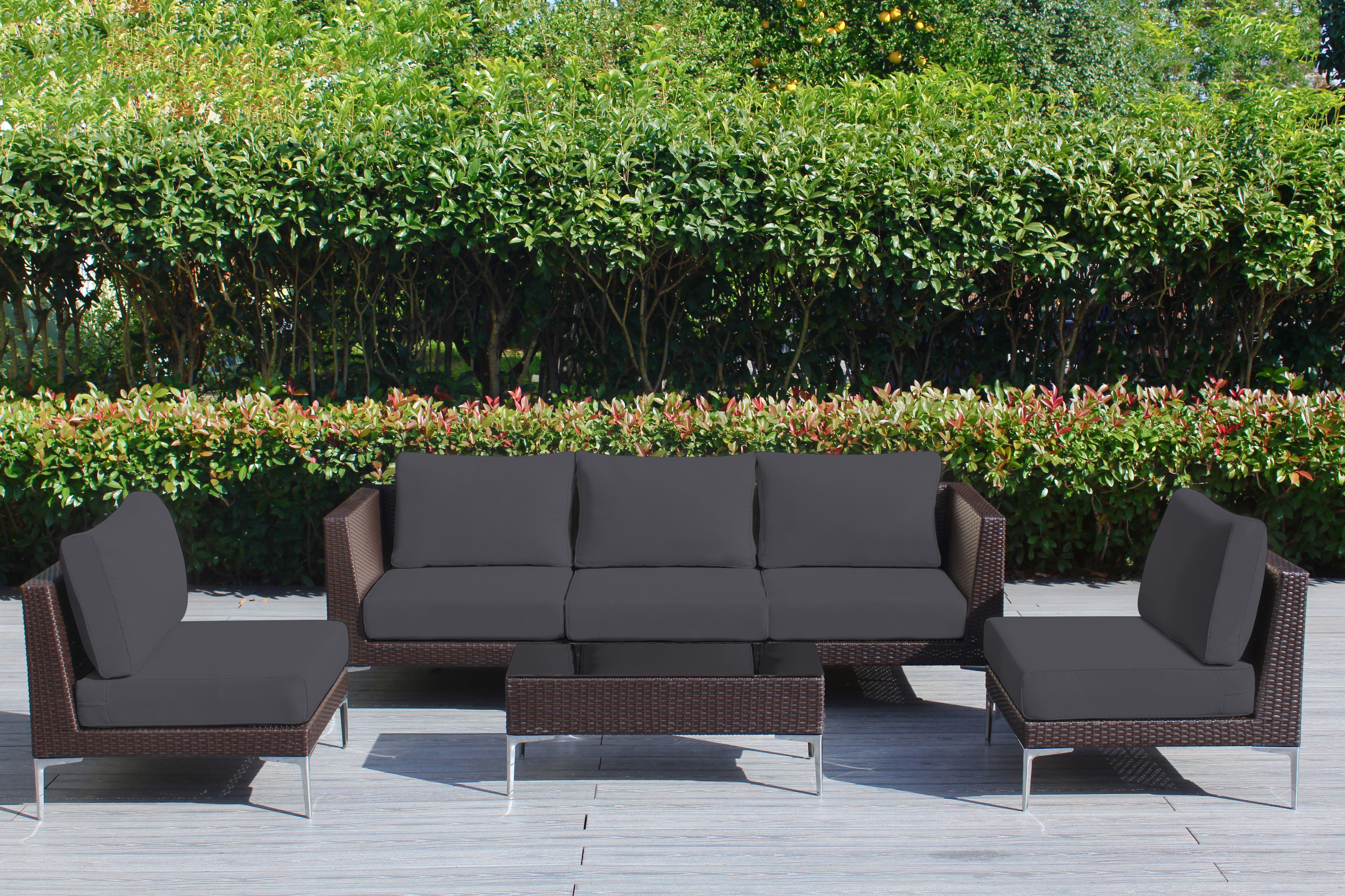 Fully Assembled Rainshield Patio Furniture - Premium 6 Piece Outdoor Sectional with 6-inch Cushions in Sunbrella