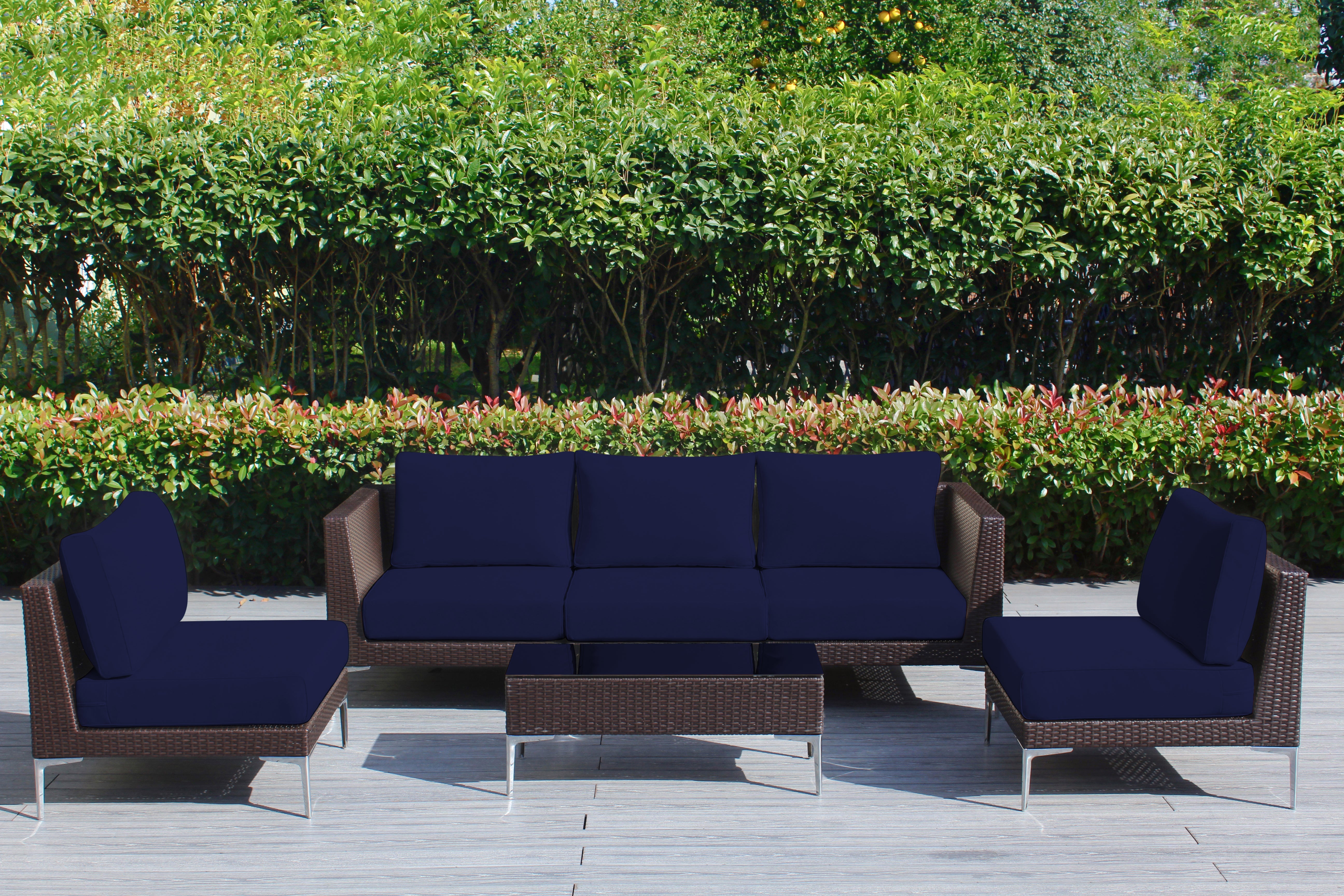 Fully Assembled Rainshield Patio Furniture - Premium 6 Piece Outdoor Sectional with 6-inch Cushions in Sunbrella