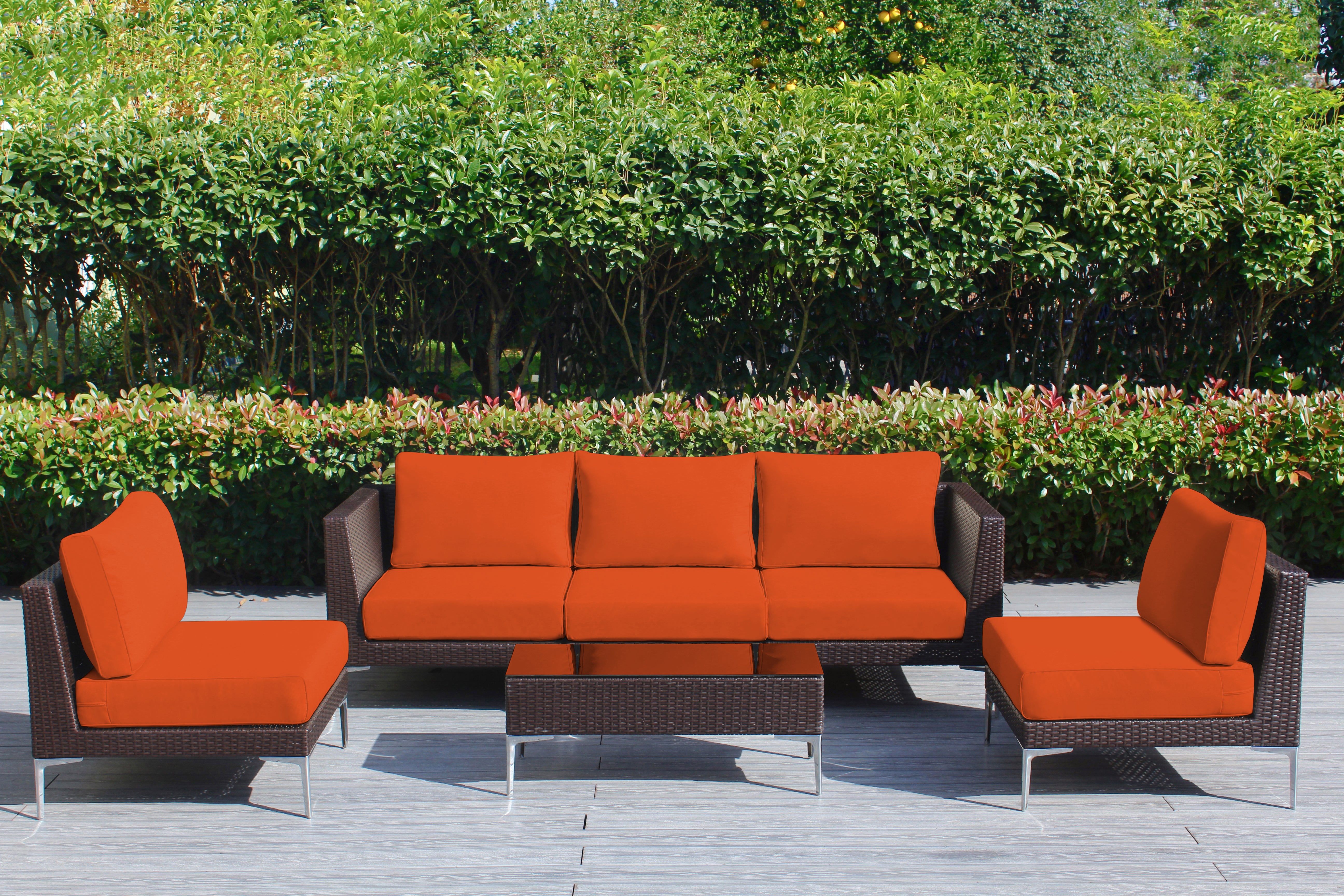 Fully Assembled Rainshield Patio Furniture - Premium 6 Piece Outdoor Sectional with 6-inch Cushions in Sunbrella