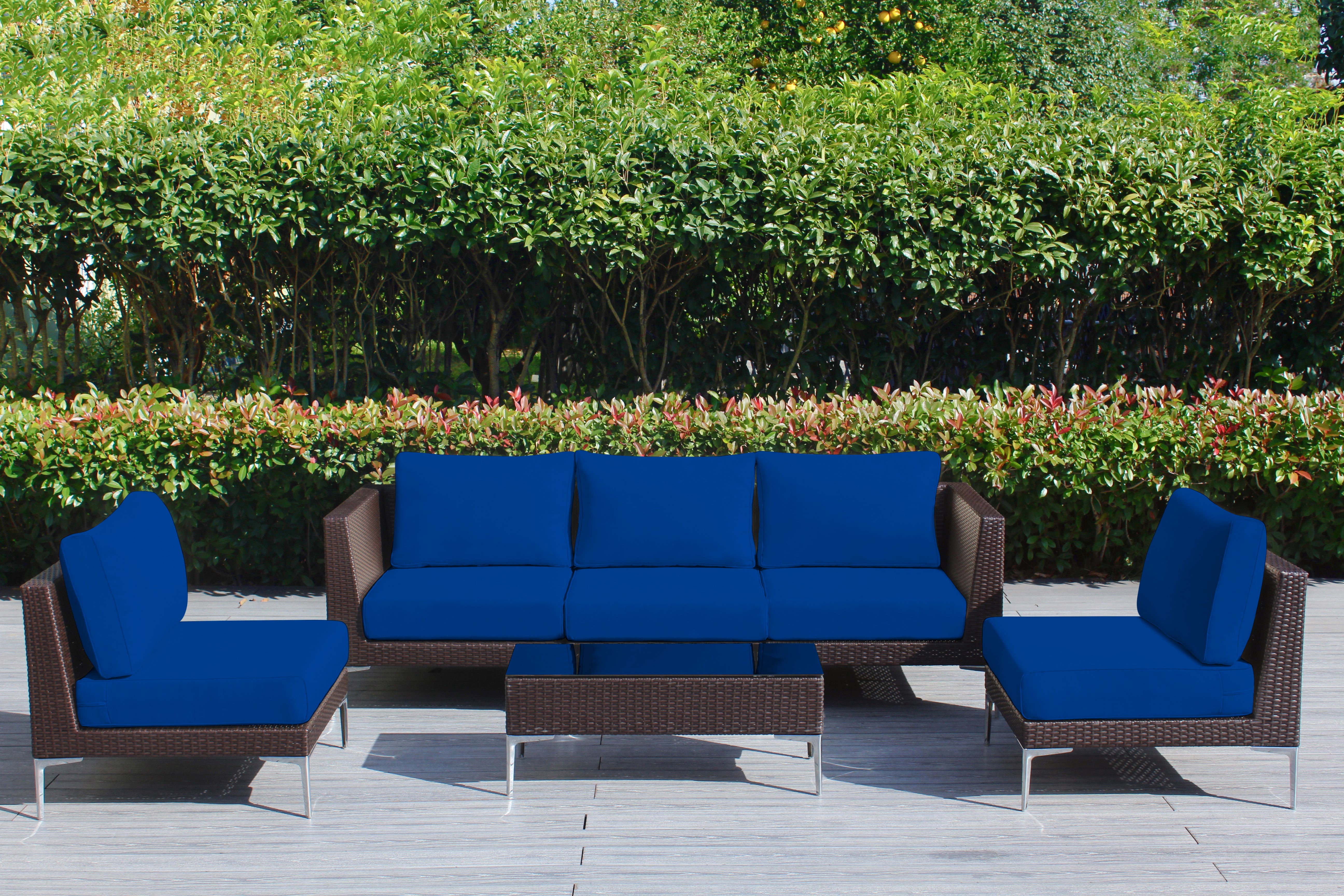 Fully Assembled Rainshield Patio Furniture - Premium 6 Piece Outdoor Sectional with 6-inch Cushions in Sunbrella