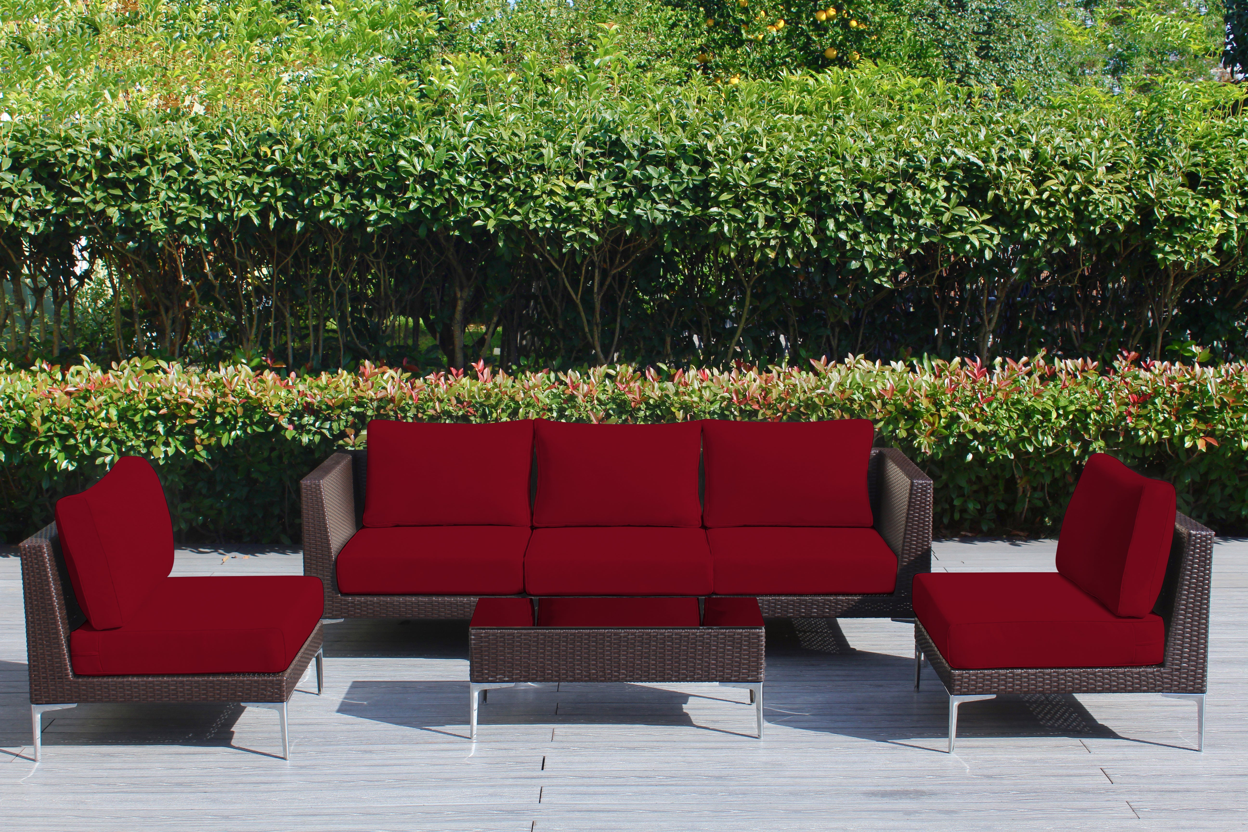 Fully Assembled Rainshield Patio Furniture - Premium 6 Piece Outdoor Sectional with 6-inch Cushions in Sunbrella