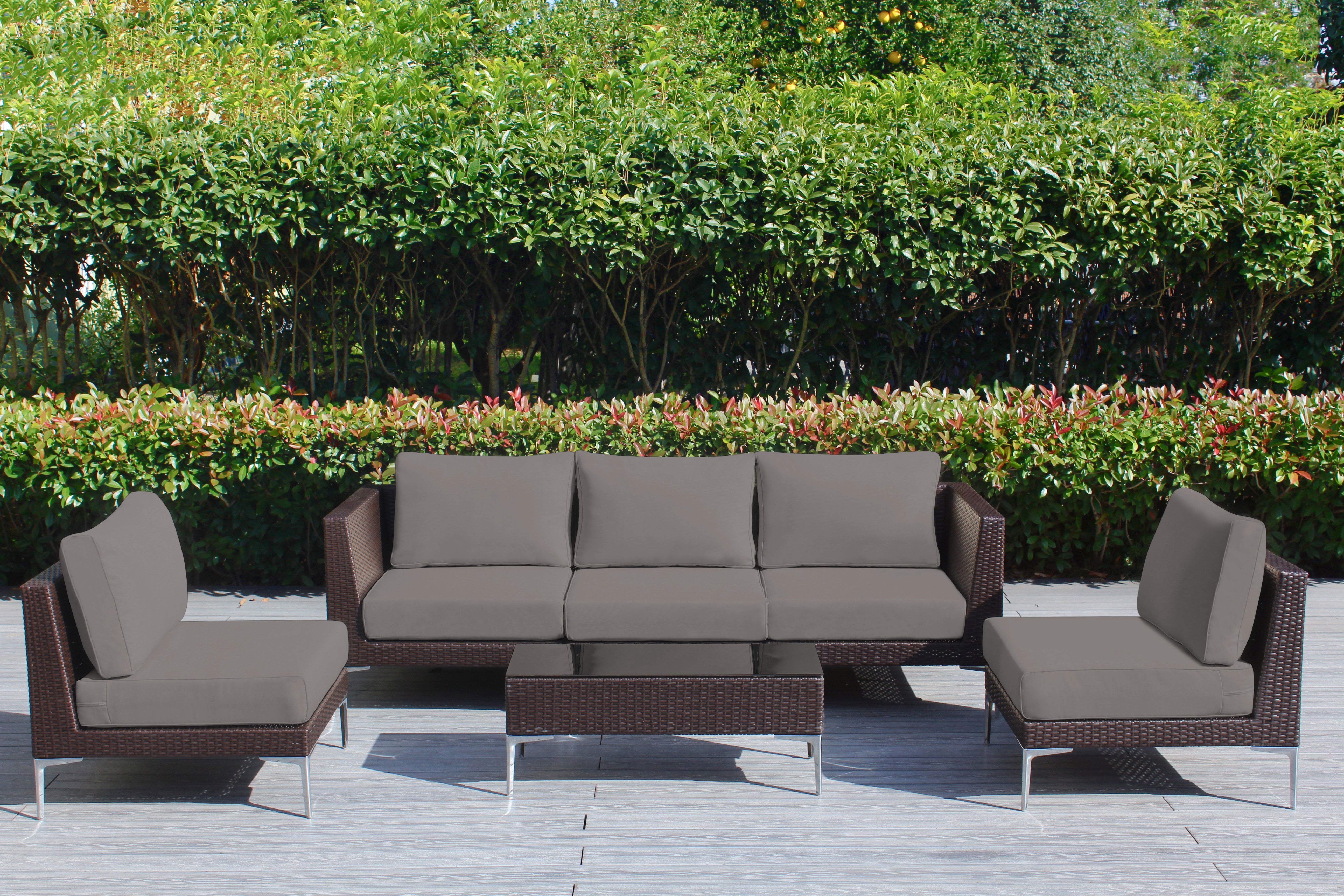 Fully Assembled Rainshield Patio Furniture - Premium 6 Piece Outdoor Sectional with 6-inch Cushions in Sunbrella
