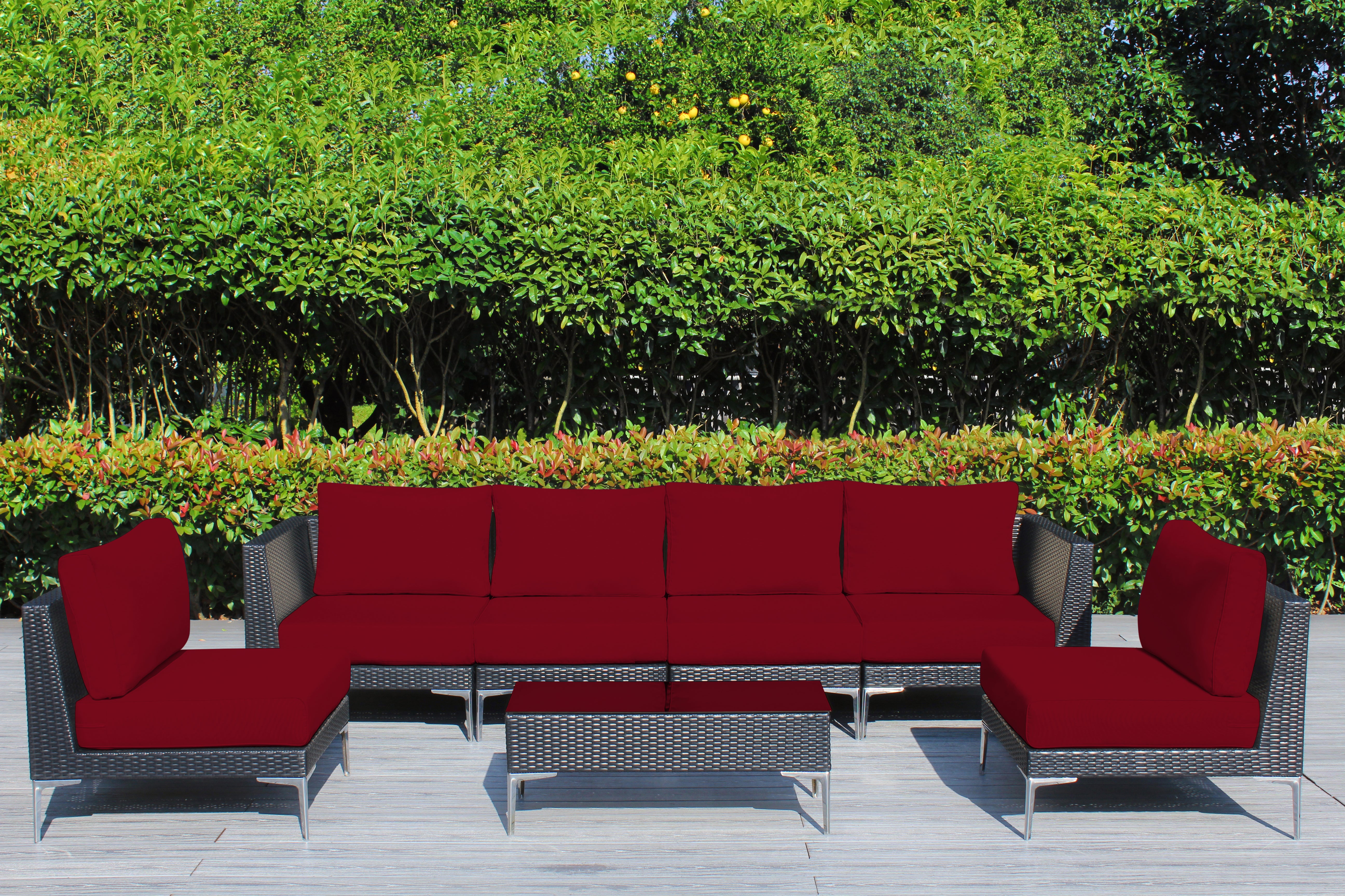 Fully Assembled Rainshield Patio Furniture - Premium 7 Piece Outdoor Sectional with Oversized Seating, Tall High Back and 6-inch Water Protected Cushions