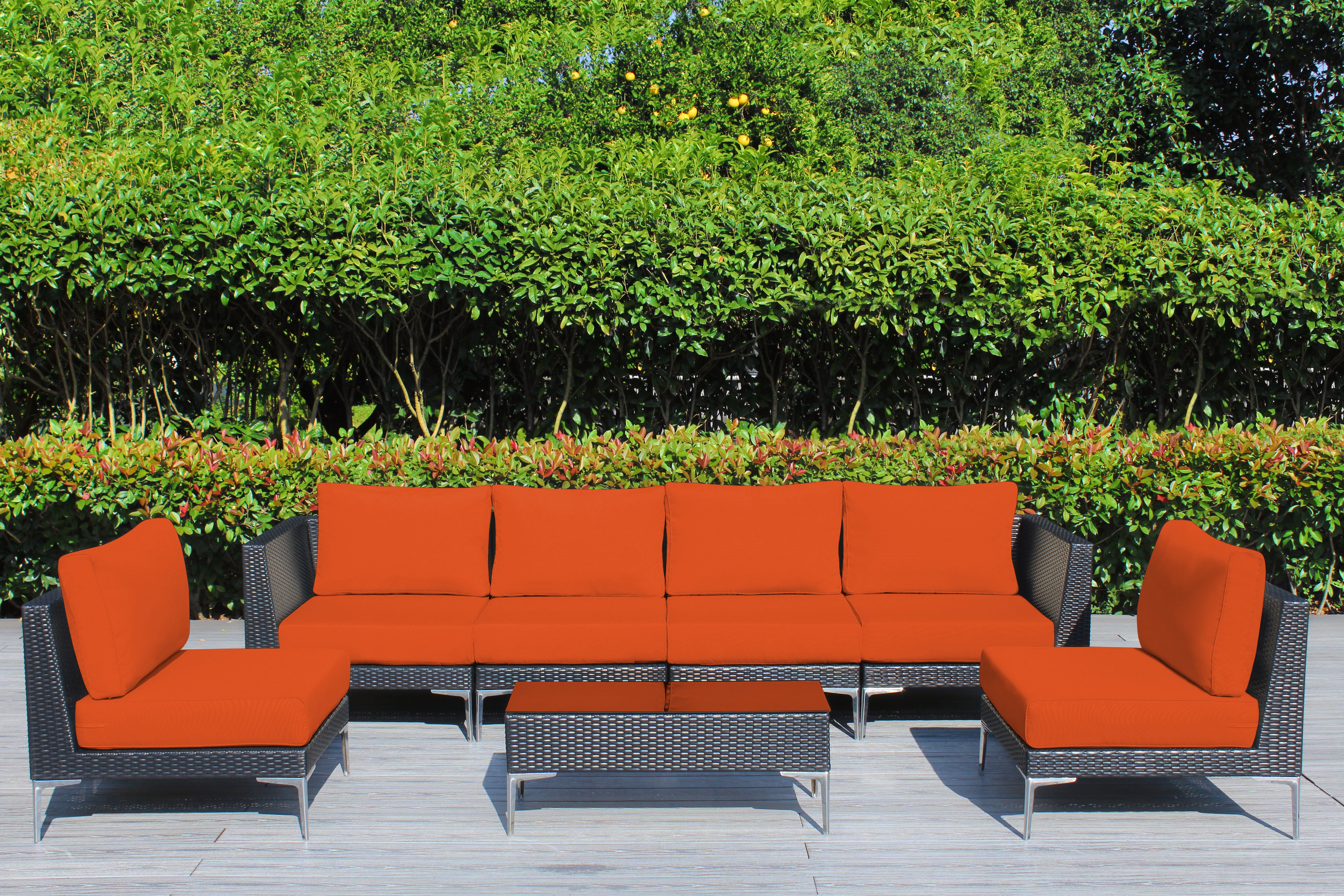 Fully Assembled Rainshield Patio Furniture - Premium 7 Piece Outdoor Sectional with Oversized Seating, Tall High Back and 6-inch Water Protected Cushions