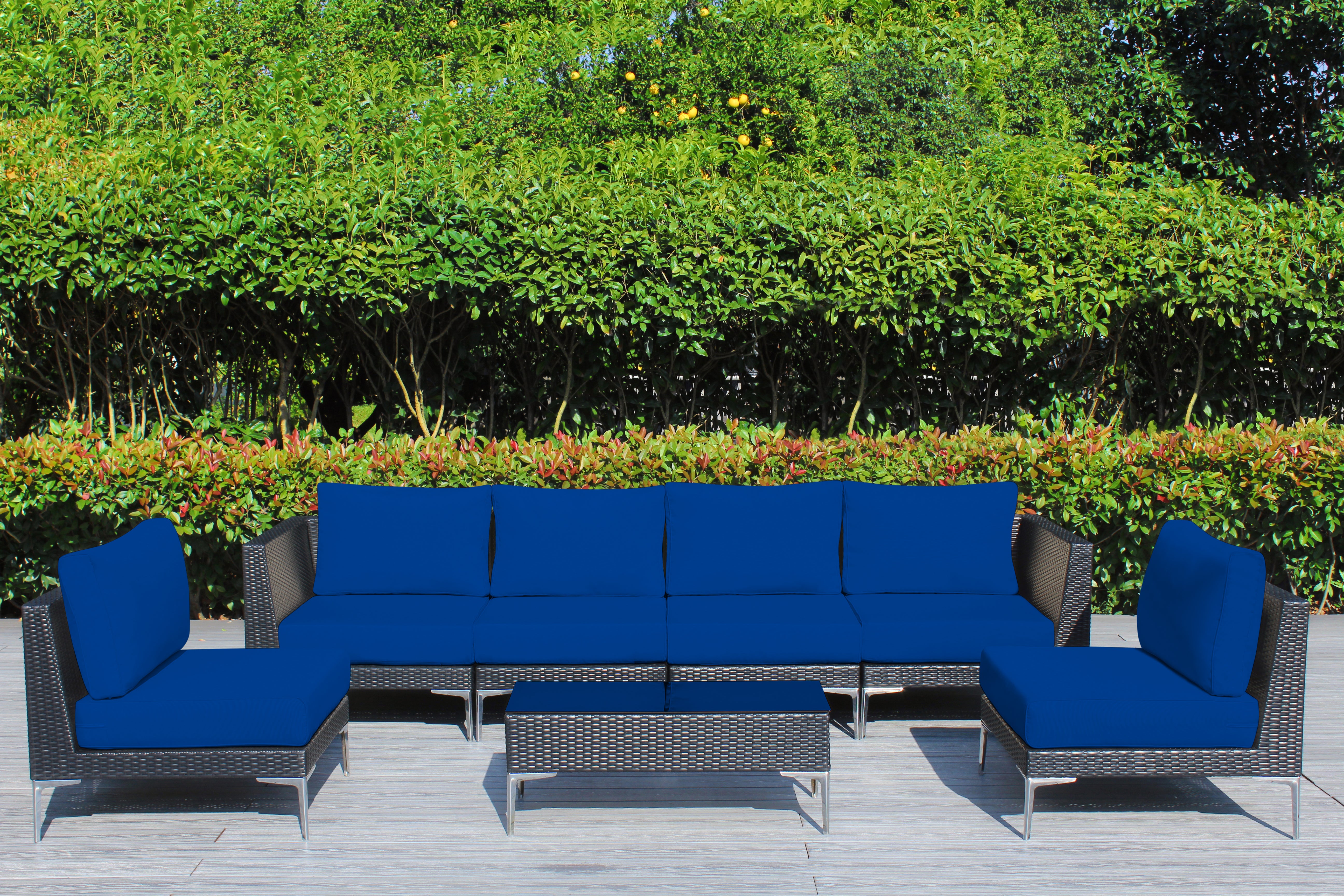 Fully Assembled Rainshield Patio Furniture - Premium 7 Piece Outdoor Sectional with Oversized Seating, Tall High Back and 6-inch Water Protected Cushions