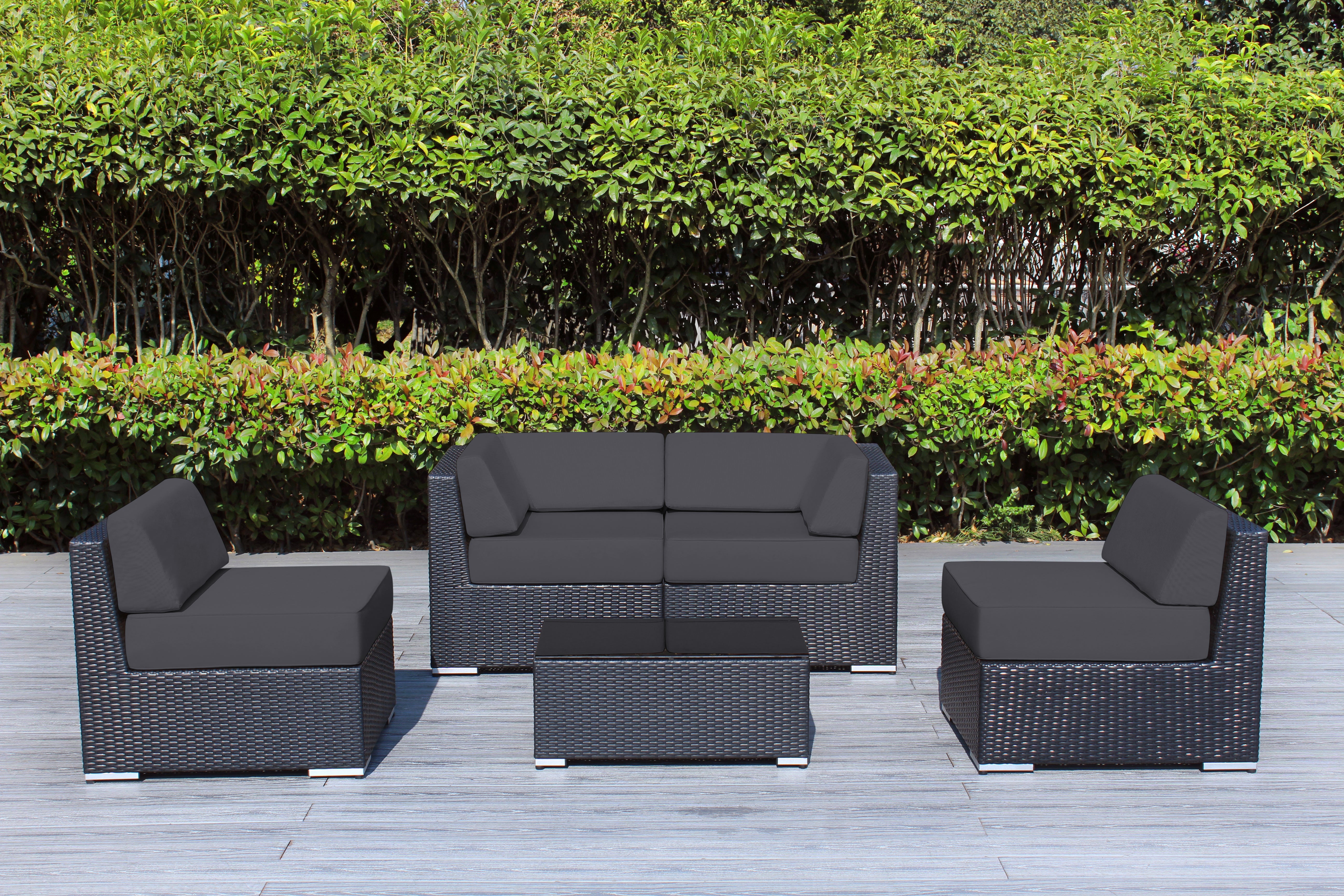 Fully Assembled Rainshield Patio Furniture - Ohana 5 Piece Sectional with 6-inch Water Protected Cushions