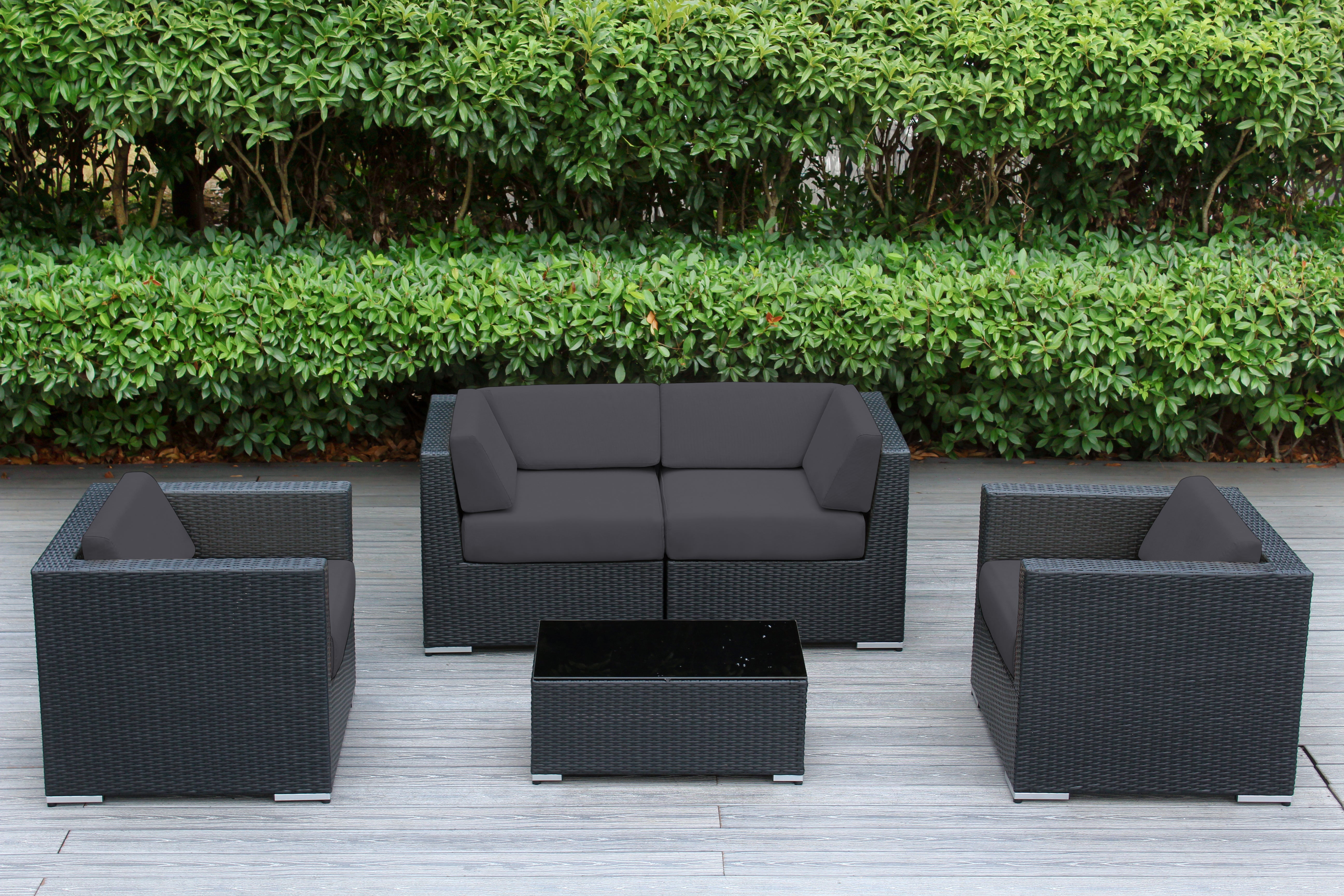 Fully Assembled Rainshield Patio Furniture - Ohana 5 Piece Sectional with Club Chairs and 6-inch Cushions