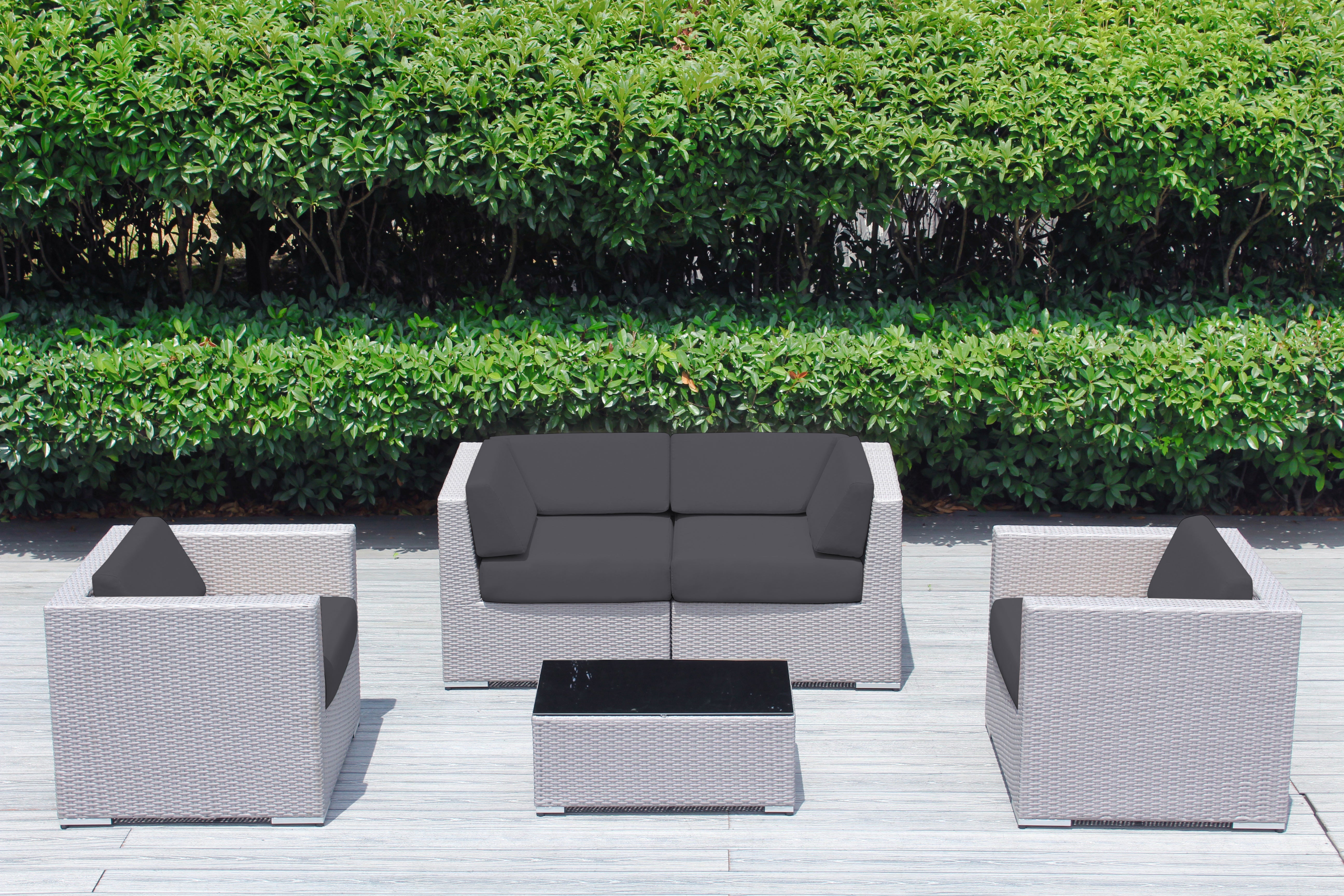 Fully Assembled Rainshield Patio Furniture - Ohana 5 Piece Sectional with Club Chairs and 6-inch Cushions