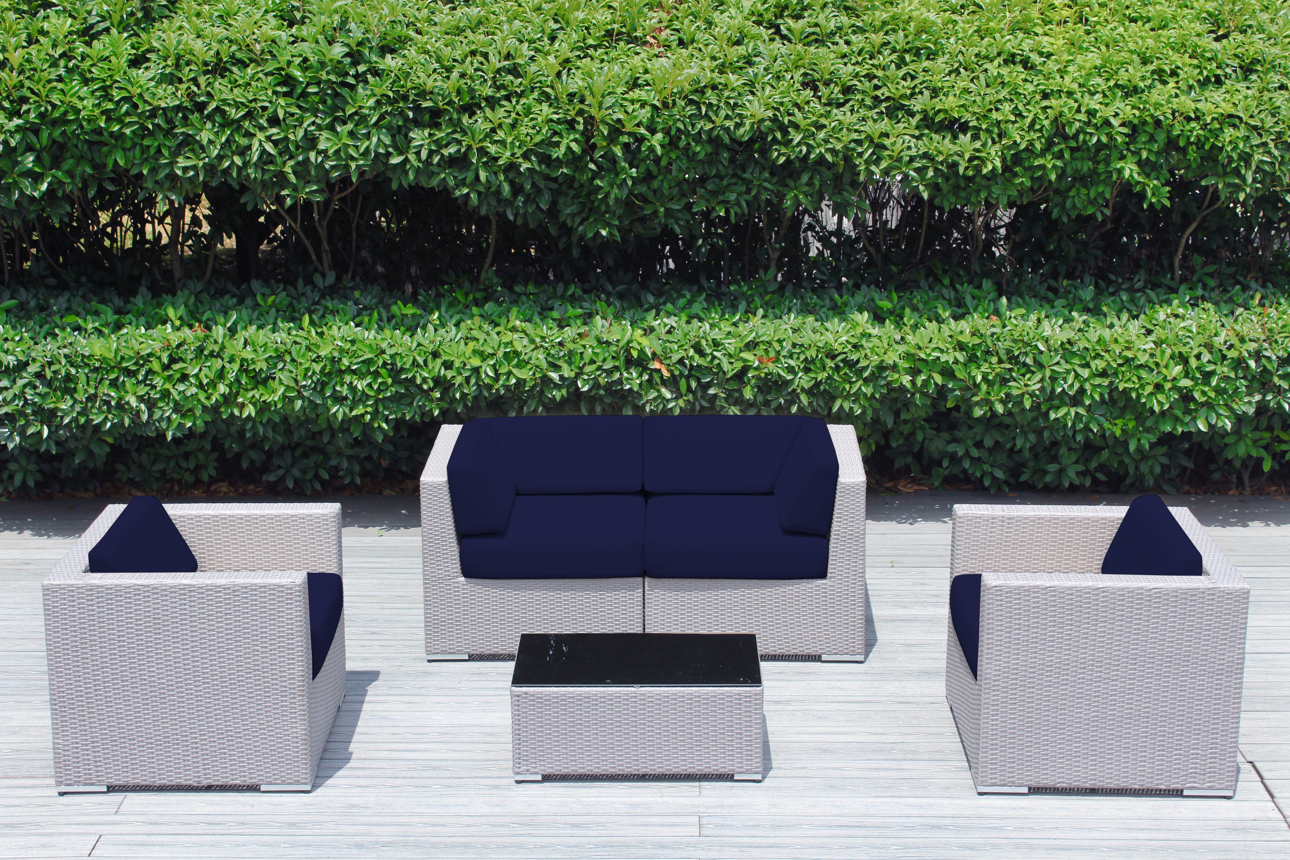 Fully Assembled Rainshield Patio Furniture - Ohana 5 Piece Sectional with Club Chairs and 6-inch Cushions