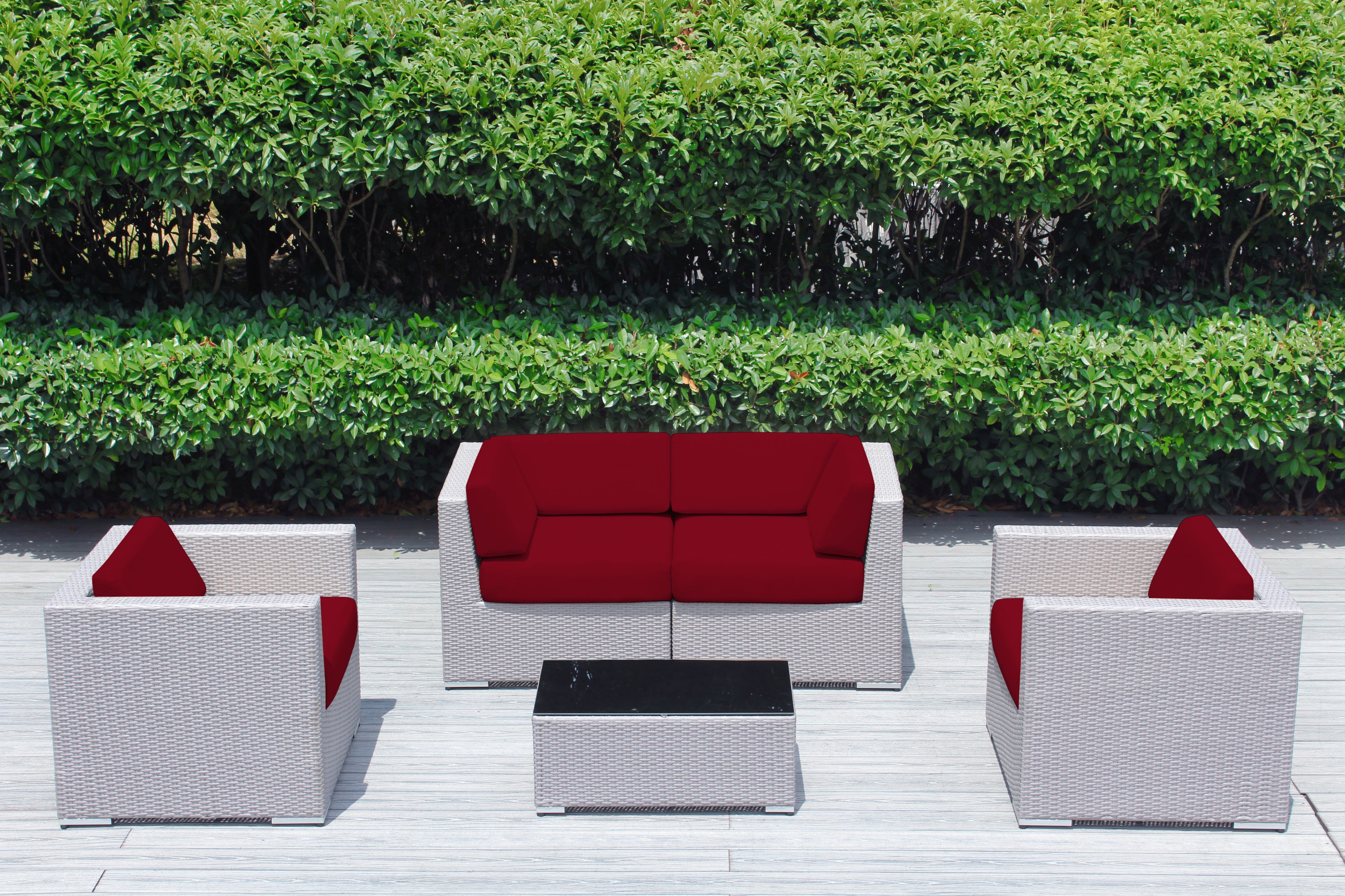 Fully Assembled Rainshield Patio Furniture - Ohana 5 Piece Sectional with Club Chairs and 6-inch Cushions