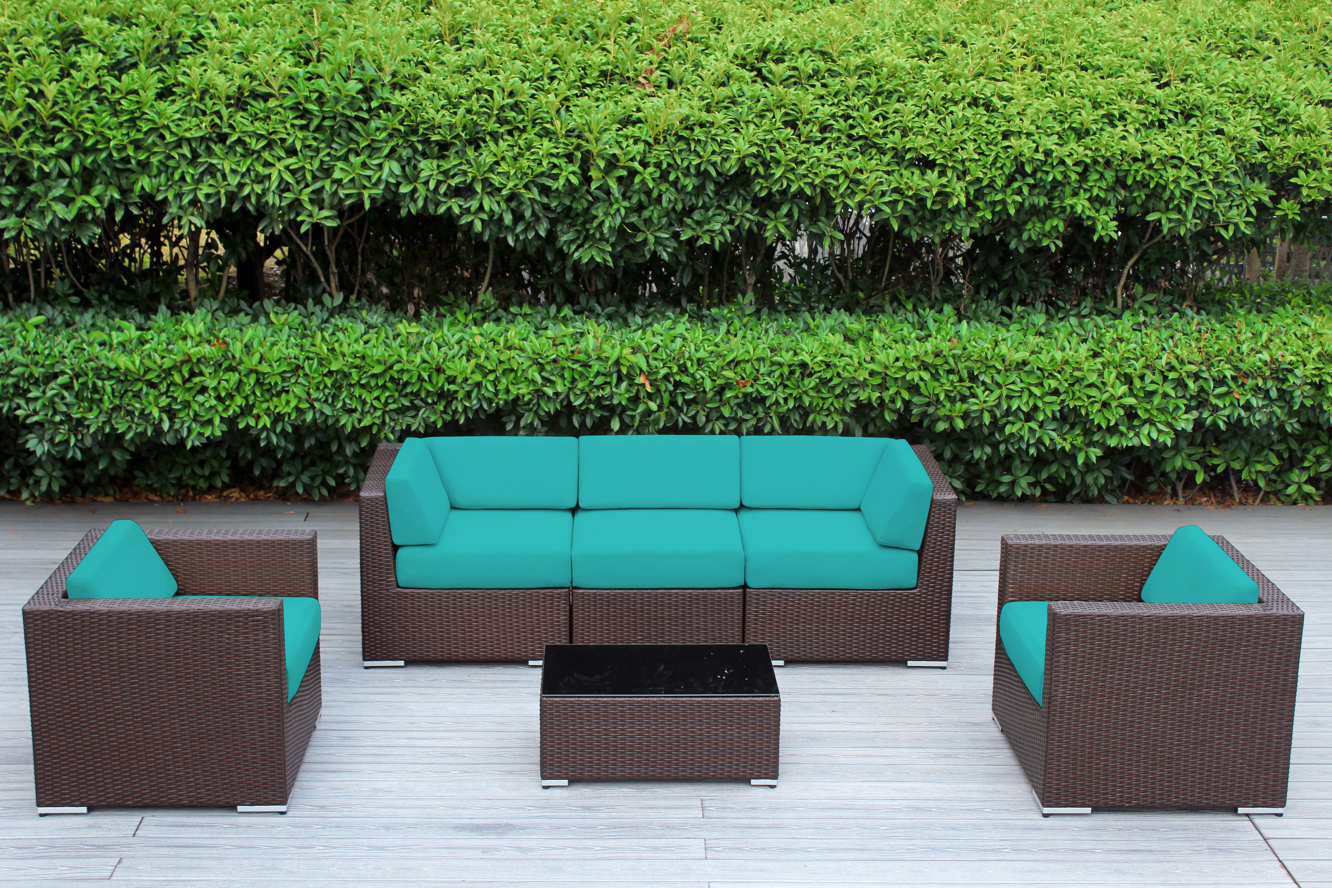 Fully Assembled Rainshield Patio Furniture - Ohana 6 Piece Sectional with 6-inch Cushions