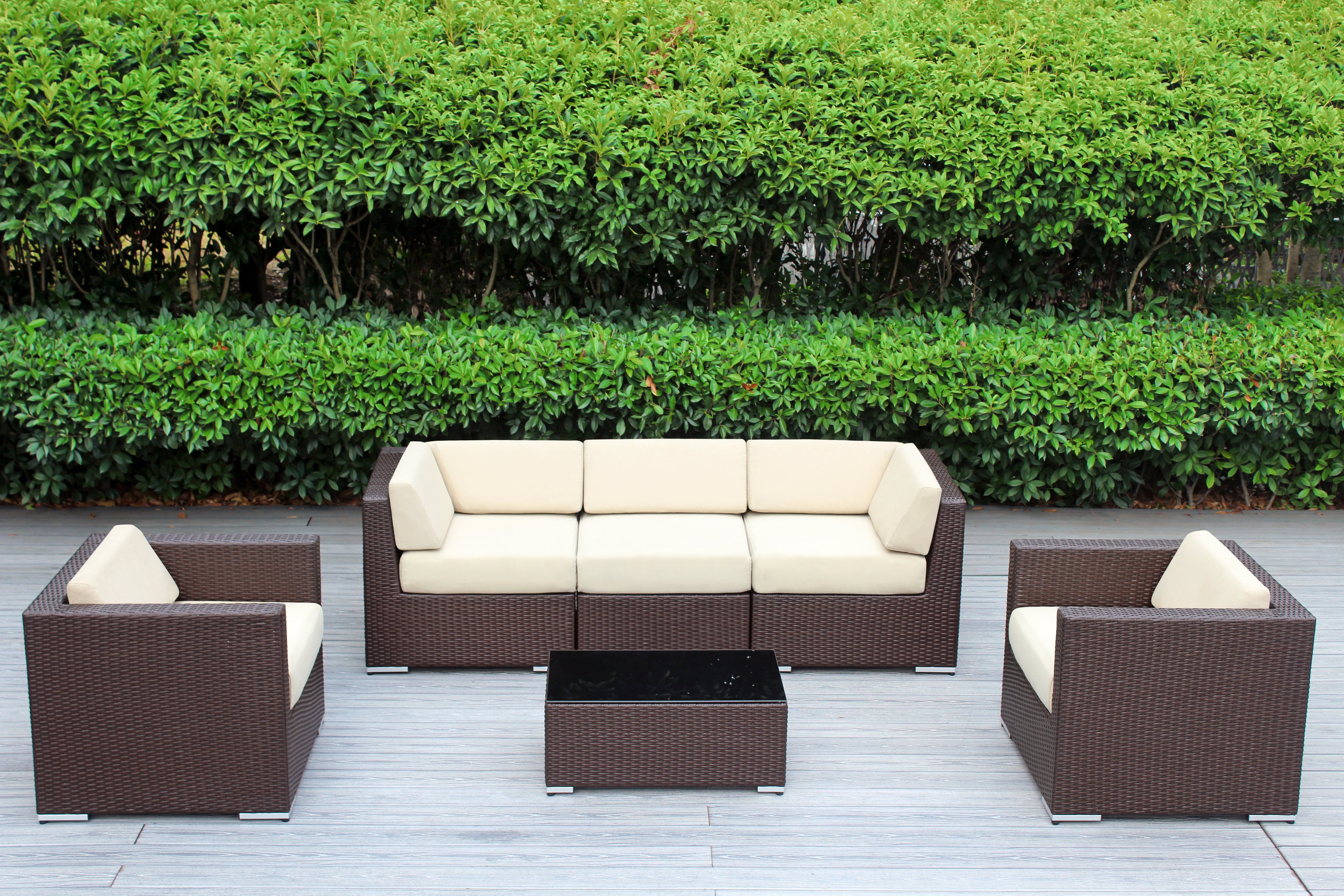 Fully Assembled Rainshield Patio Furniture - Ohana 6 Piece Sectional with 6-inch Cushions