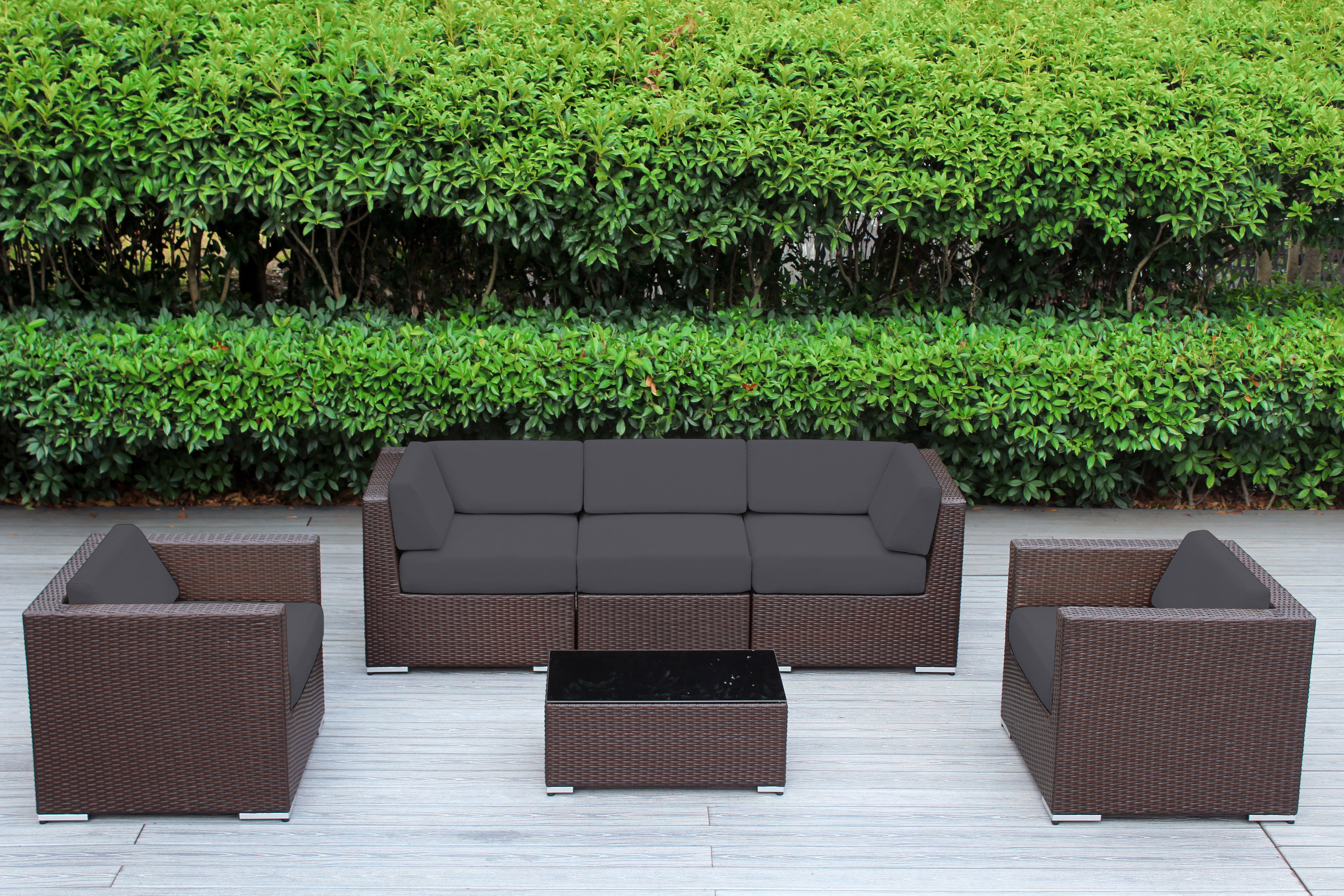 Fully Assembled Rainshield Patio Furniture - Ohana 6 Piece Sectional with 6-inch Cushions