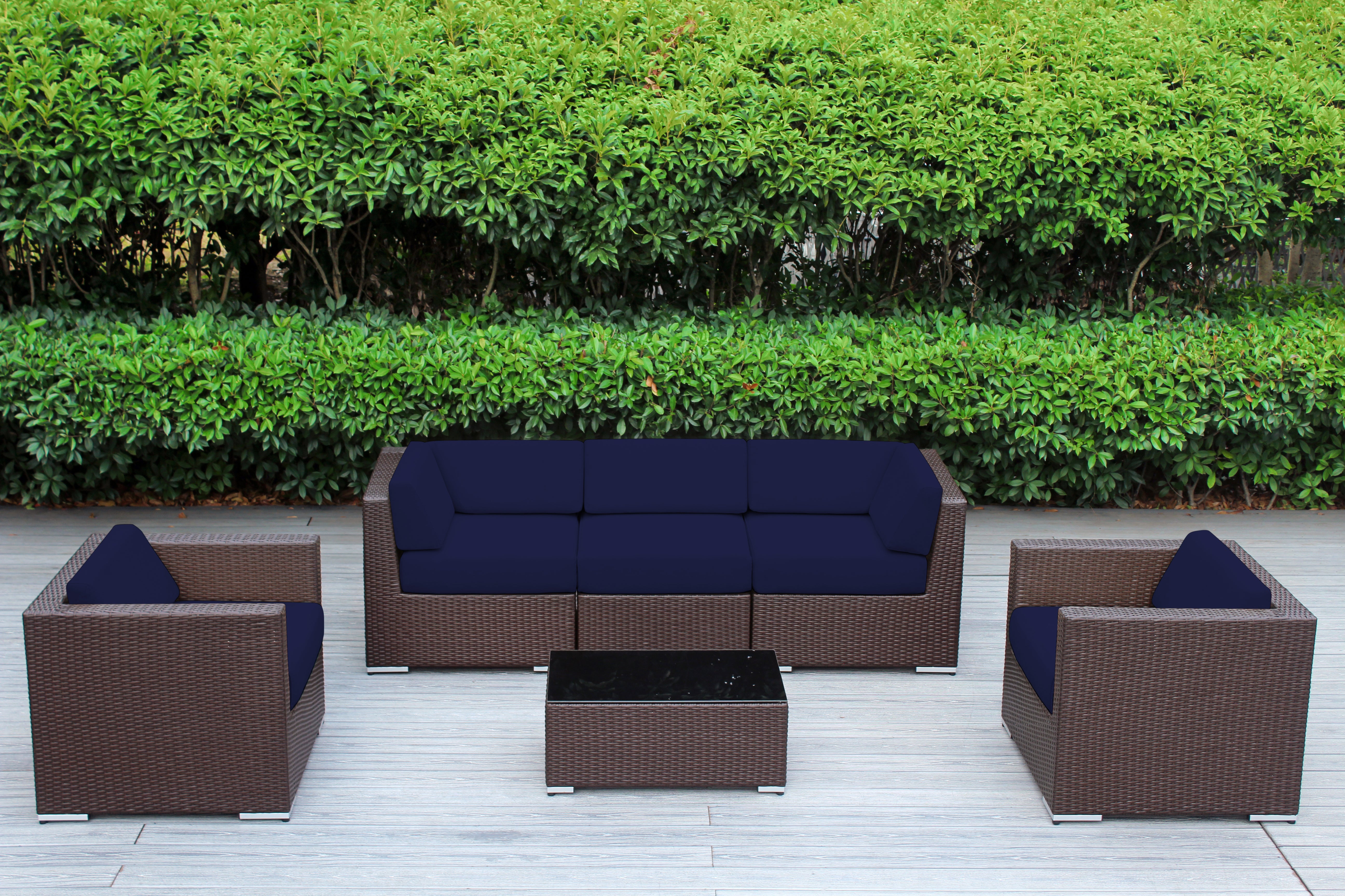 Fully Assembled Rainshield Patio Furniture - Ohana 6 Piece Sectional with 6-inch Cushions