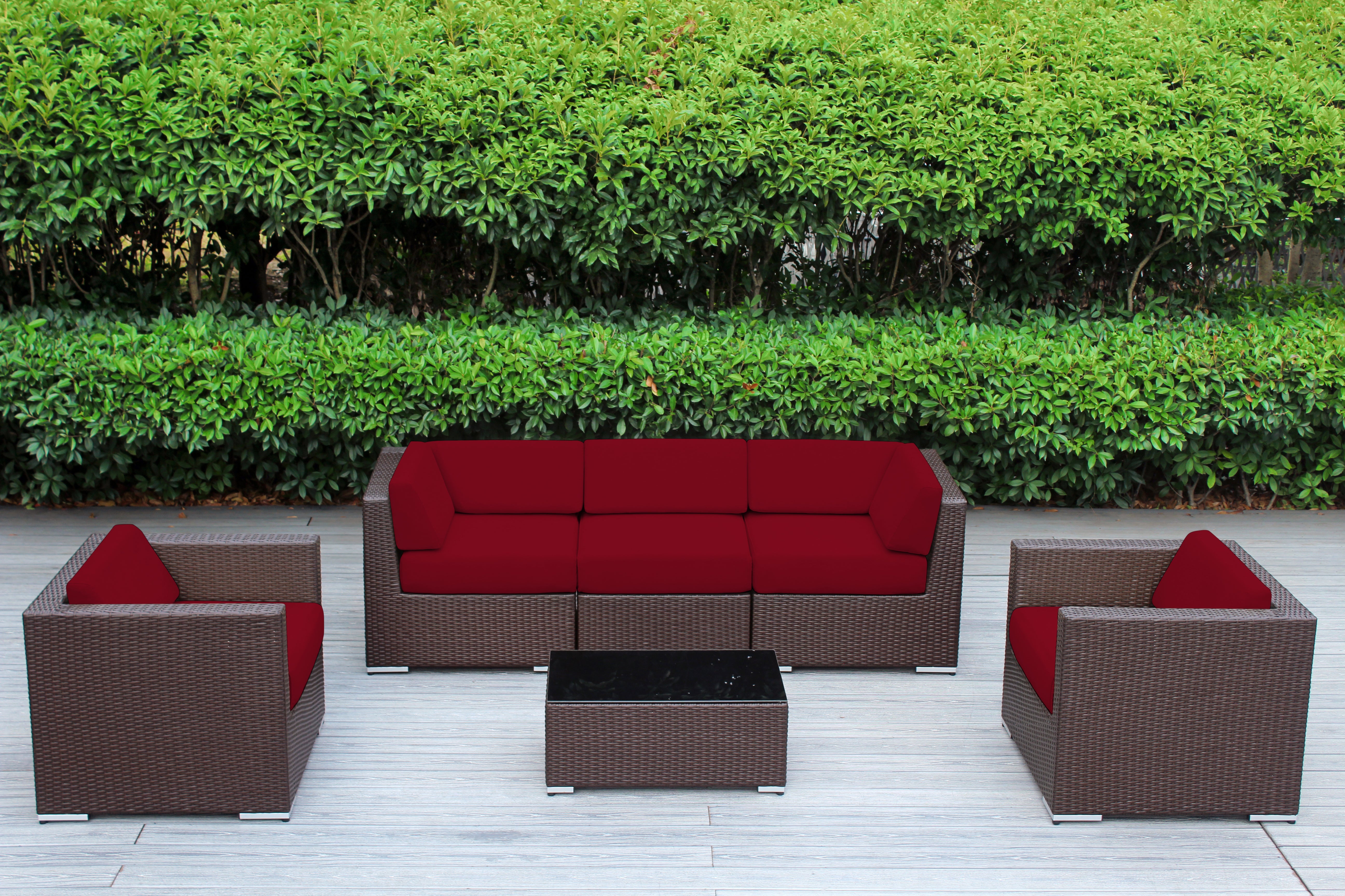 Fully Assembled Rainshield Patio Furniture - Ohana 6 Piece Sectional with 6-inch Cushions