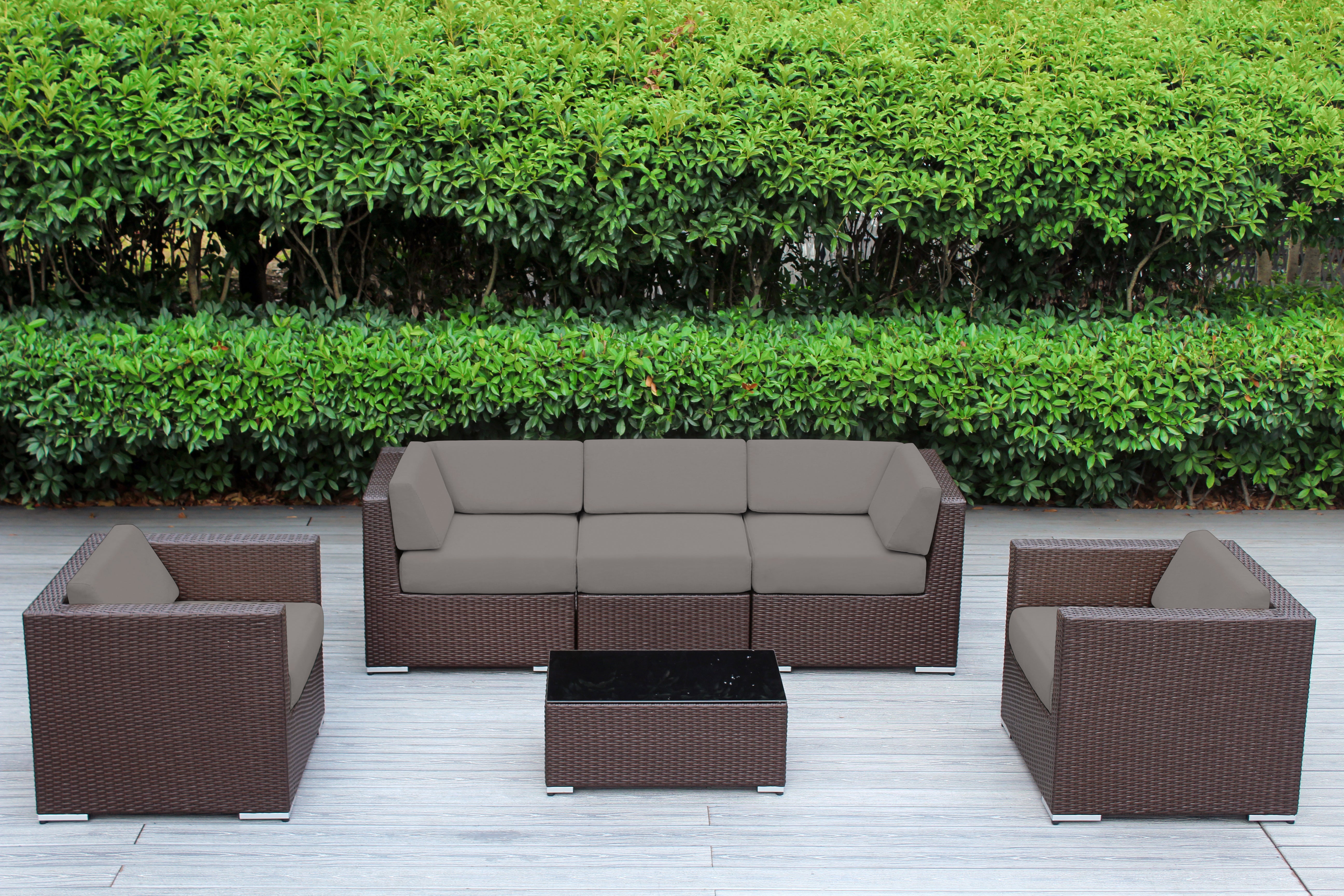 Fully Assembled Rainshield Patio Furniture - Ohana 6 Piece Sectional with 6-inch Cushions