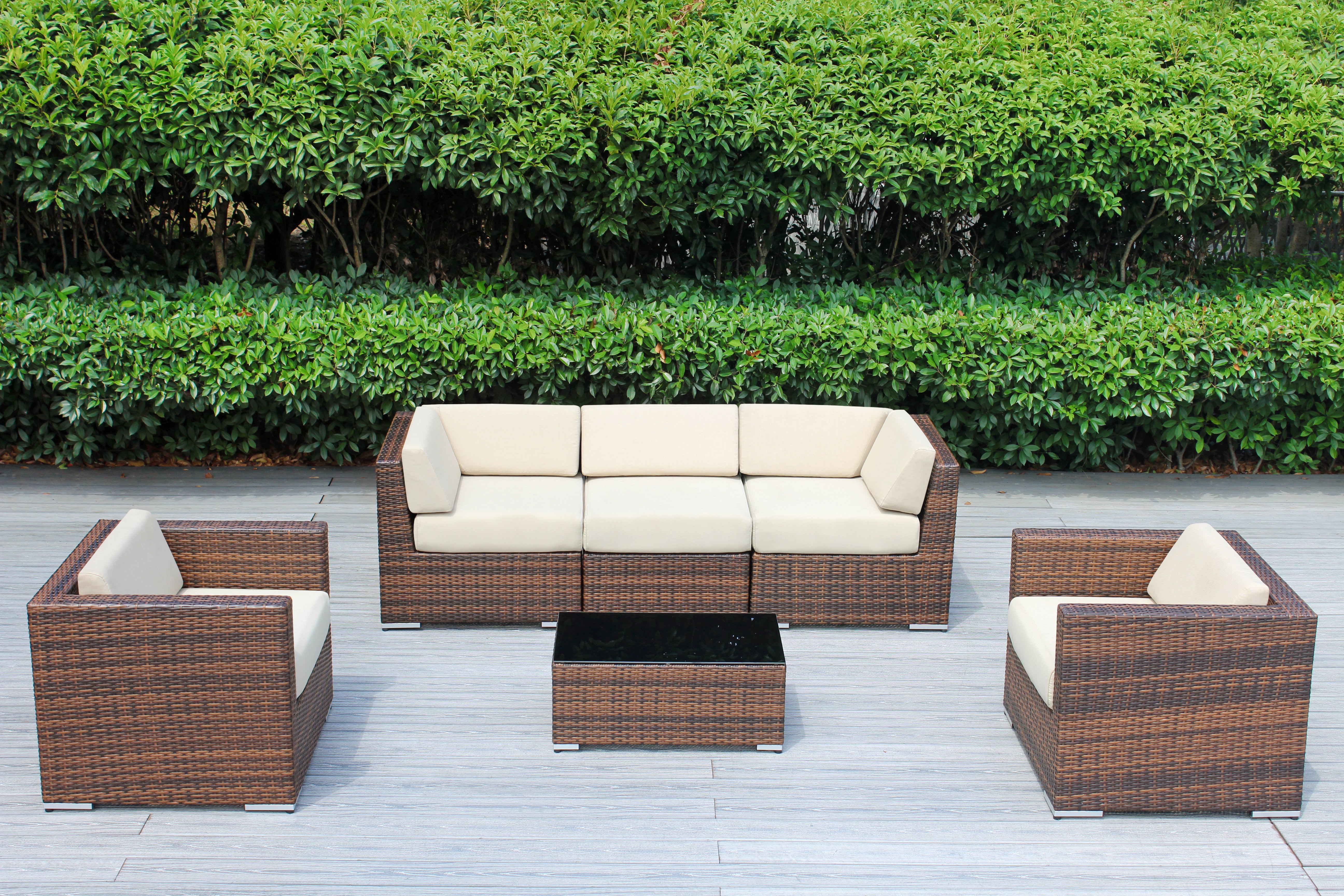 Fully Assembled Rainshield Patio Furniture - Ohana 6 Piece Sectional with 6-inch Cushions