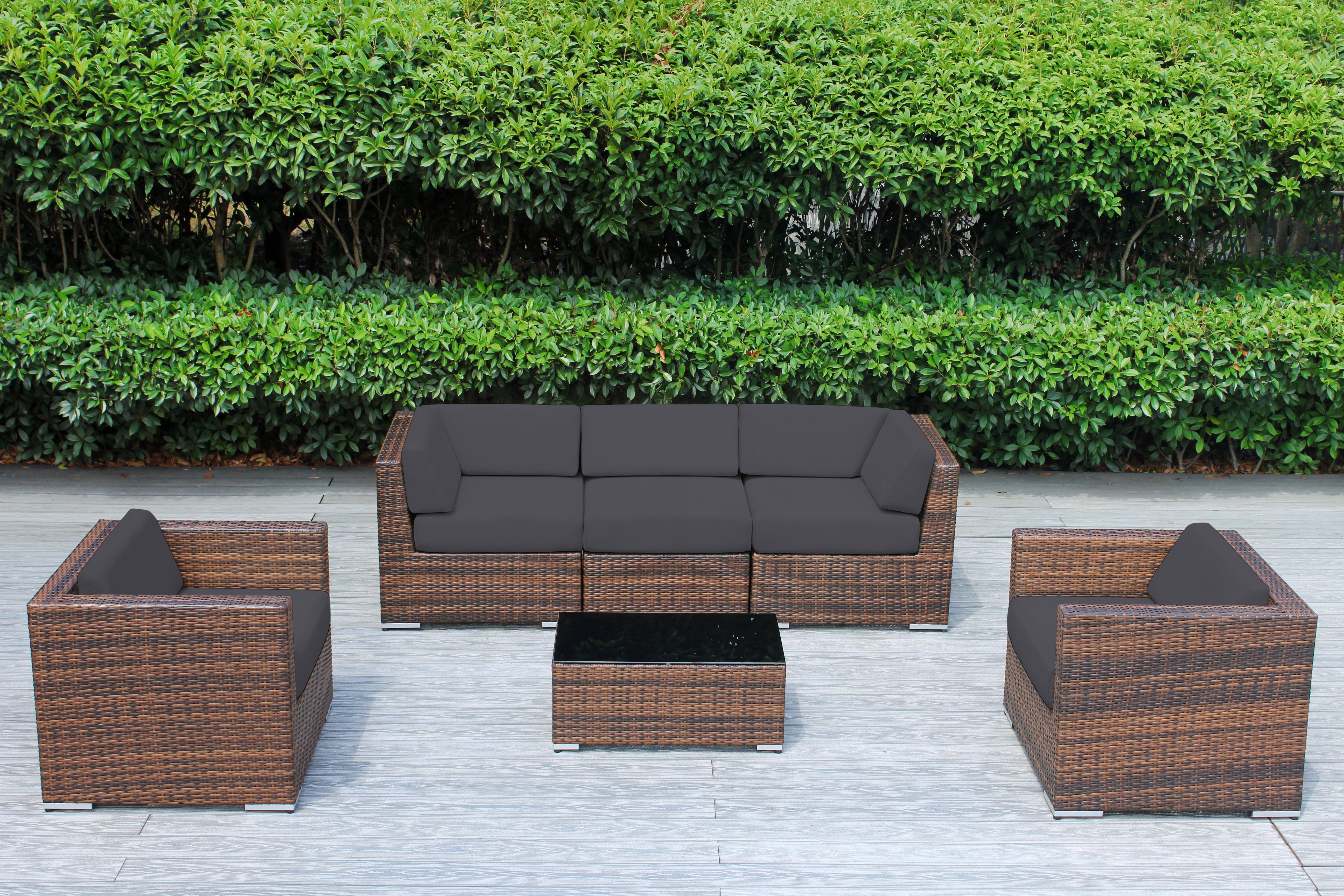 Fully Assembled Rainshield Patio Furniture - Ohana 6 Piece Sectional with 6-inch Cushions
