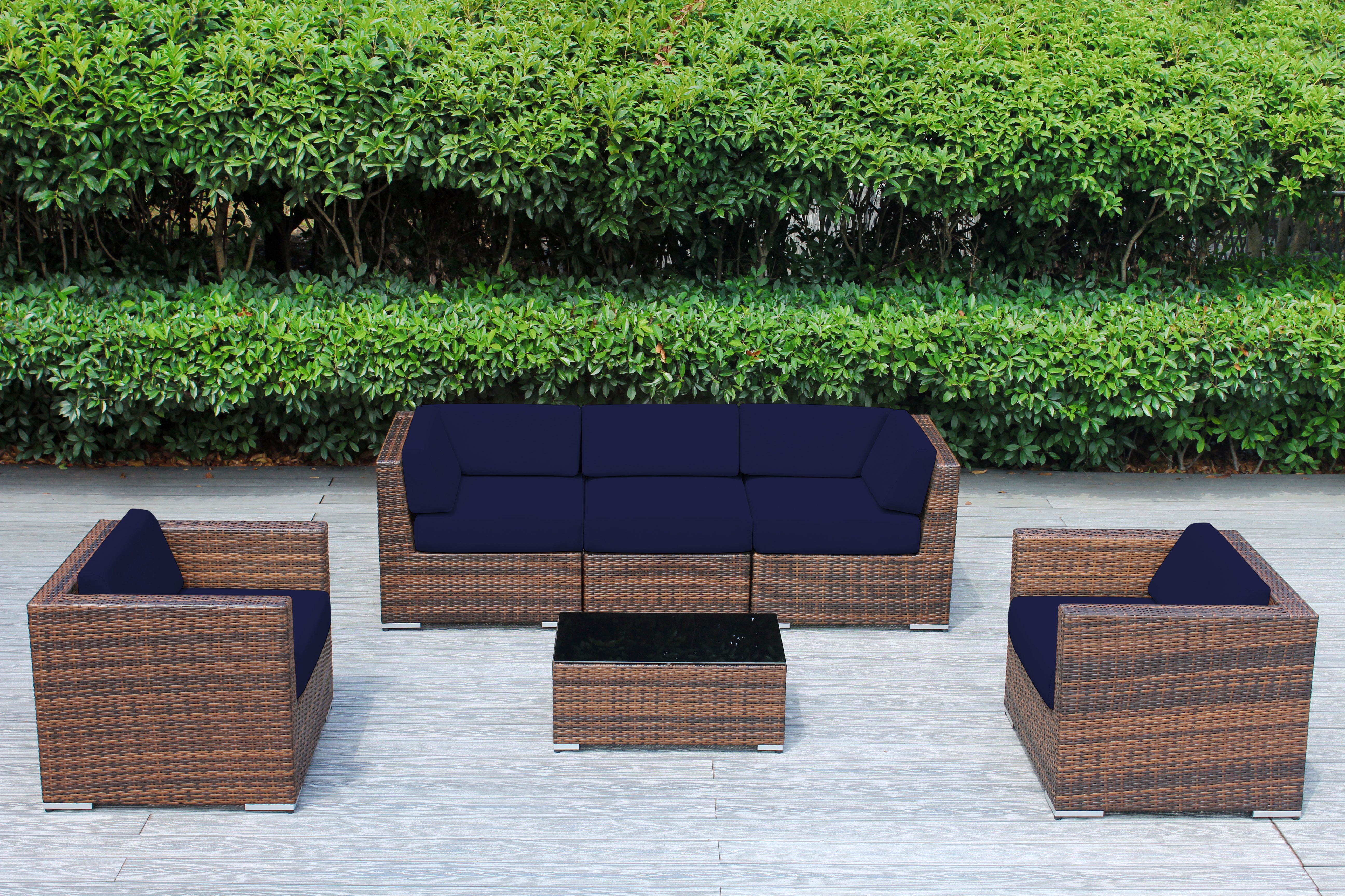 Fully Assembled Rainshield Patio Furniture - Ohana 6 Piece Sectional with 6-inch Cushions