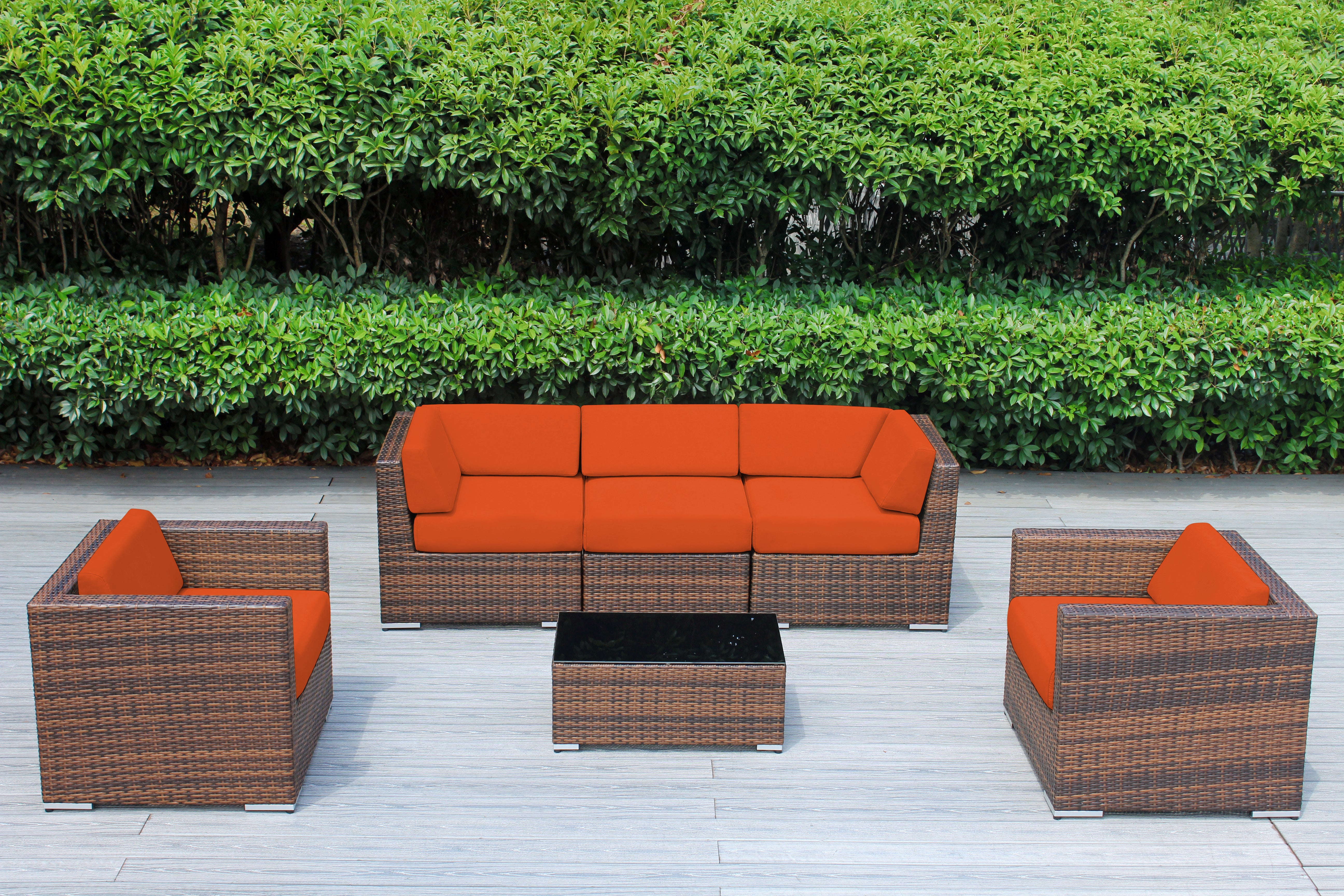 Fully Assembled Rainshield Patio Furniture - Ohana 6 Piece Sectional with 6-inch Cushions