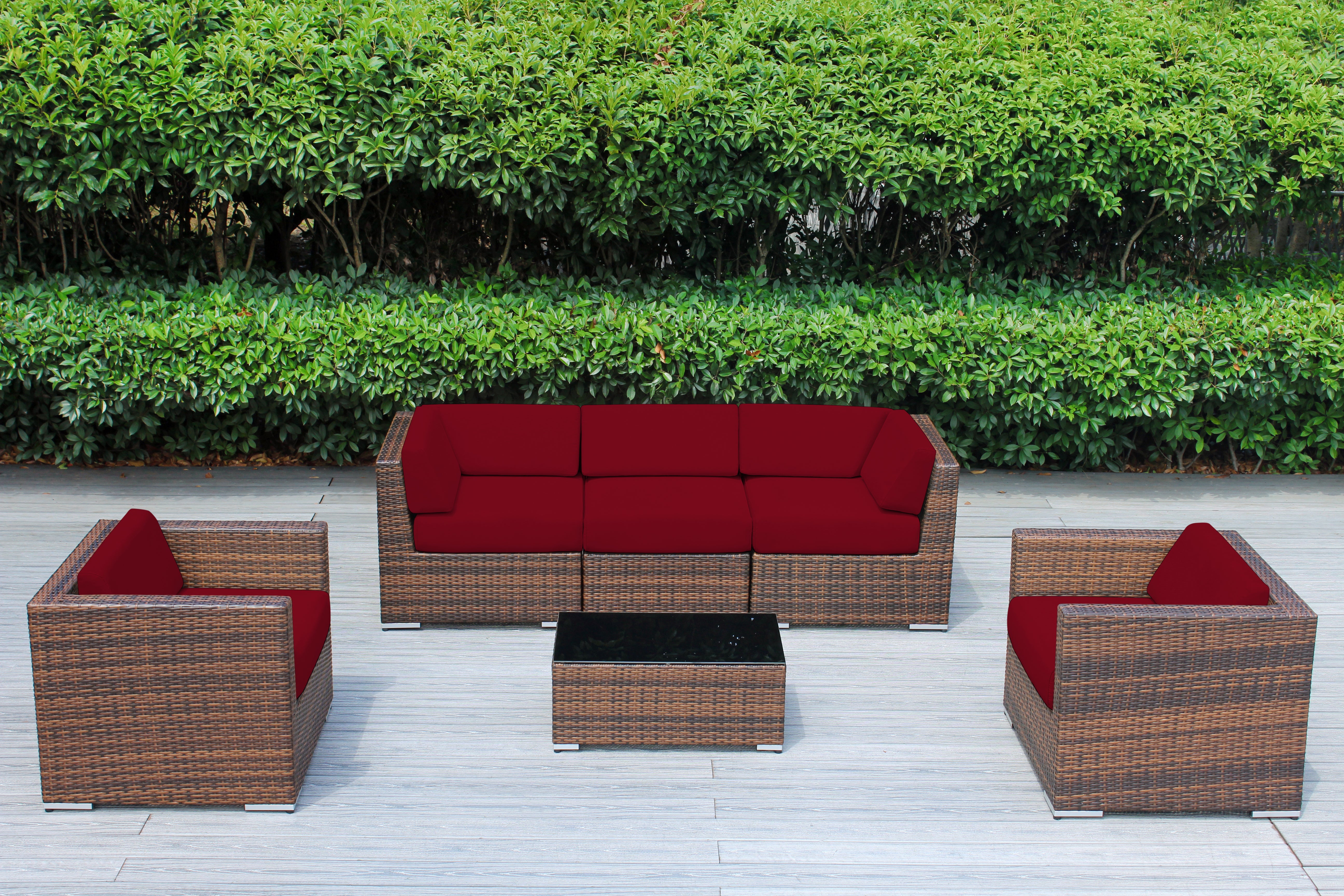 Fully Assembled Rainshield Patio Furniture - Ohana 6 Piece Sectional with 6-inch Cushions