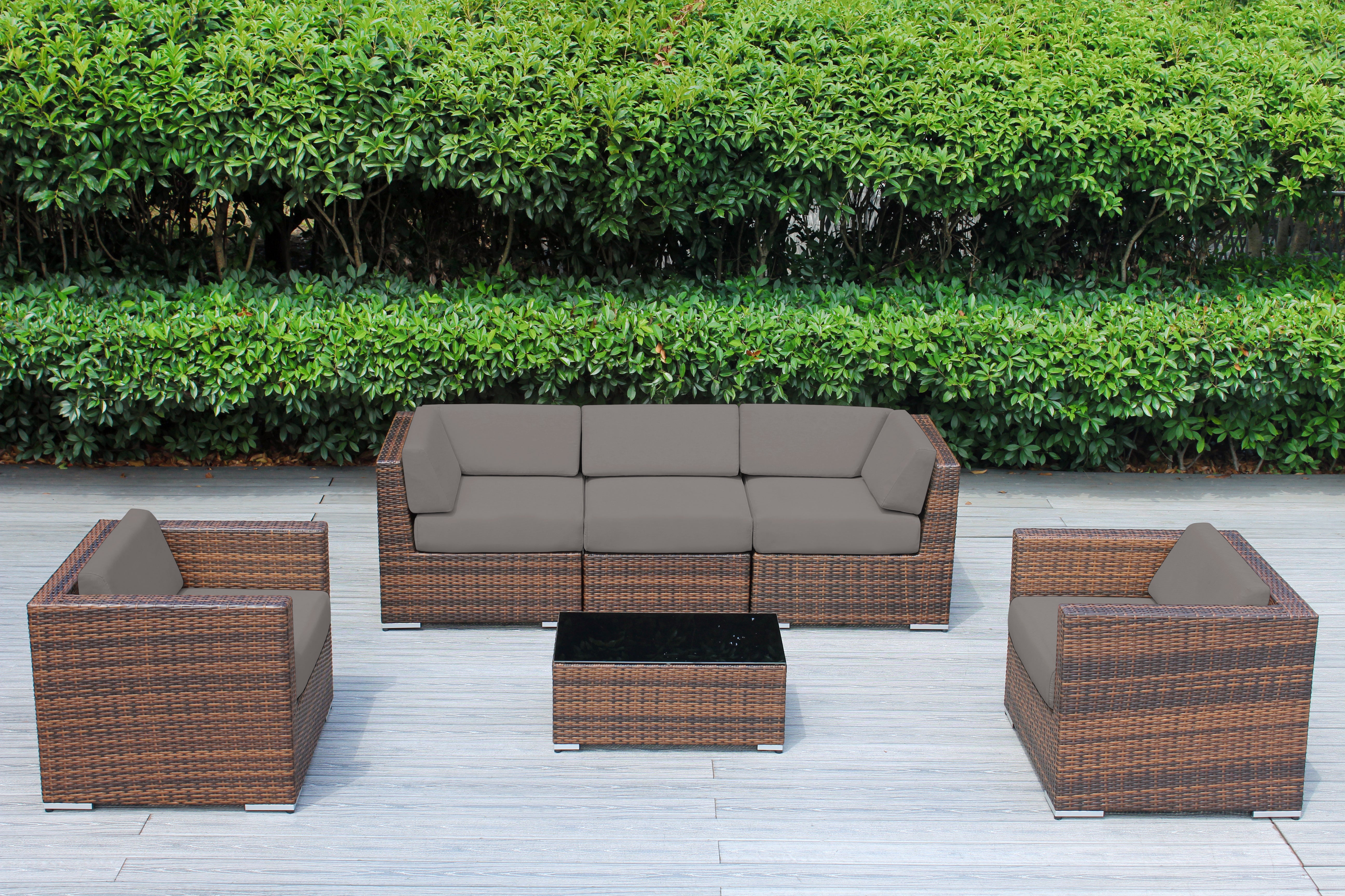 Fully Assembled Rainshield Patio Furniture - Ohana 6 Piece Sectional with 6-inch Cushions
