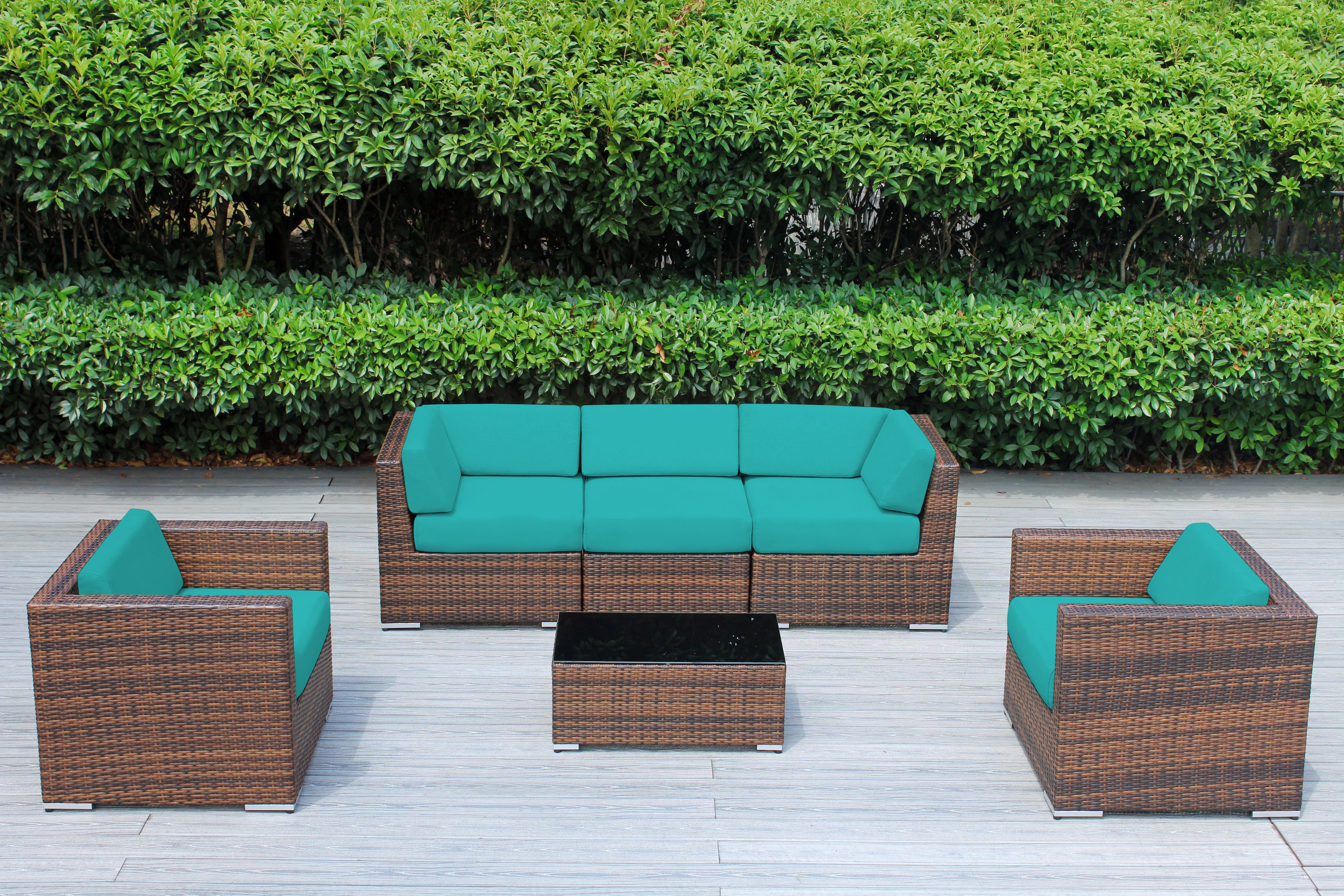Fully Assembled Rainshield Patio Furniture - Ohana 6 Piece Sectional with 6-inch Cushions
