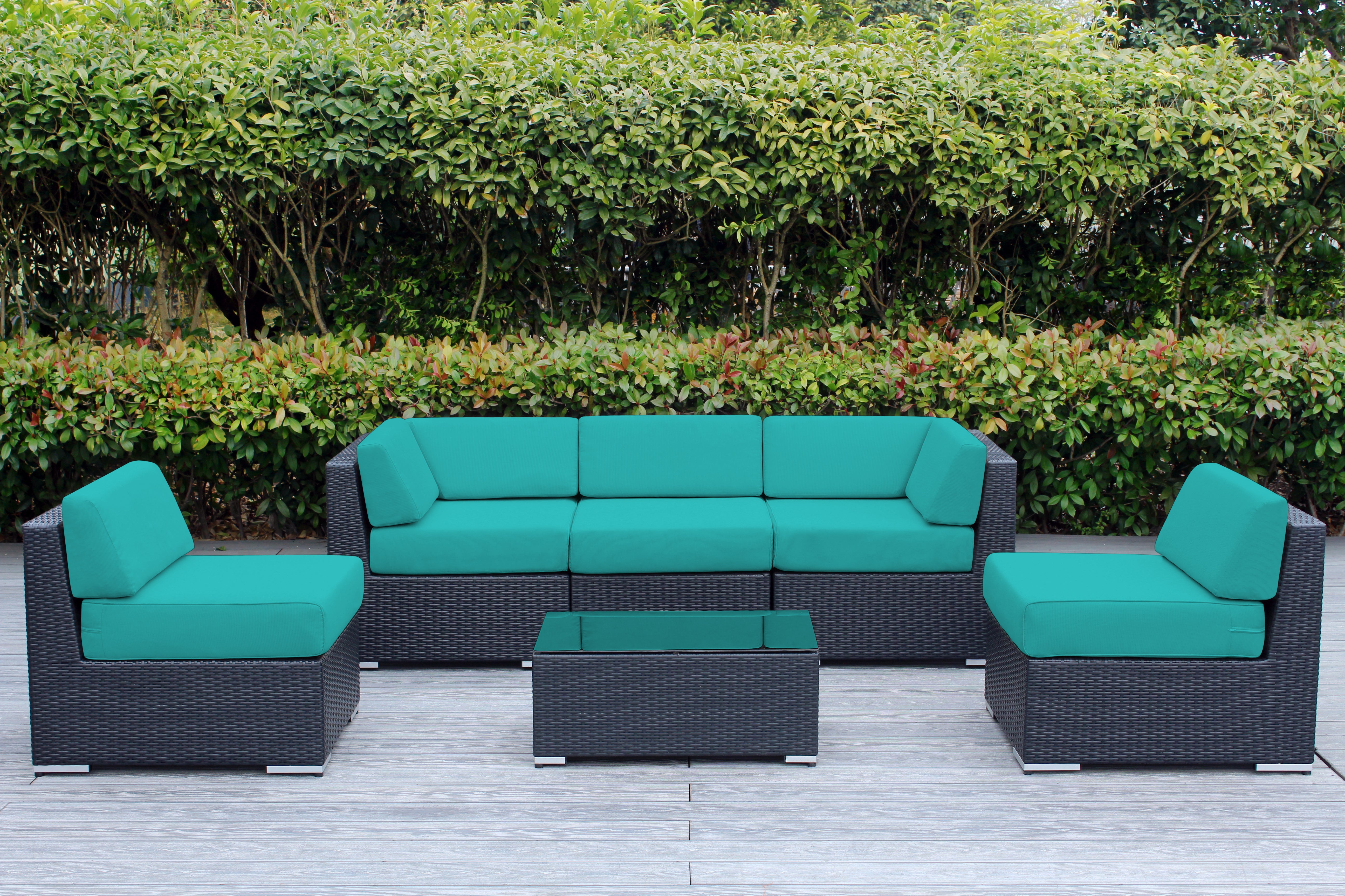 Fully Assembled Rainshield Patio Furniture - Ohana 6 Piece Outdoor Sectional with 6-inch Water Protected Cushions
