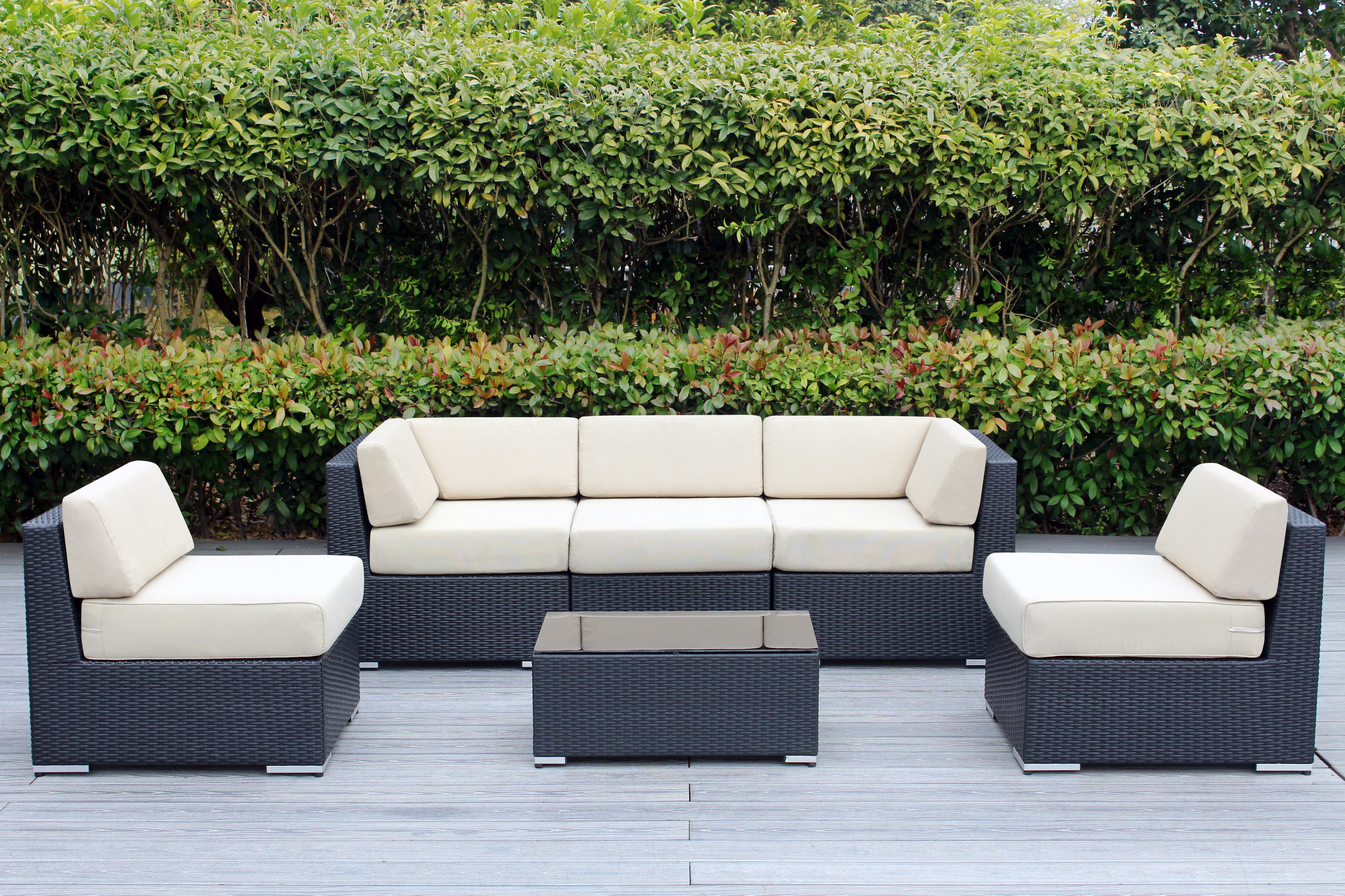 Fully Assembled Rainshield Patio Furniture - Ohana 6 Piece Outdoor Sectional with 6-inch Water Protected Cushions
