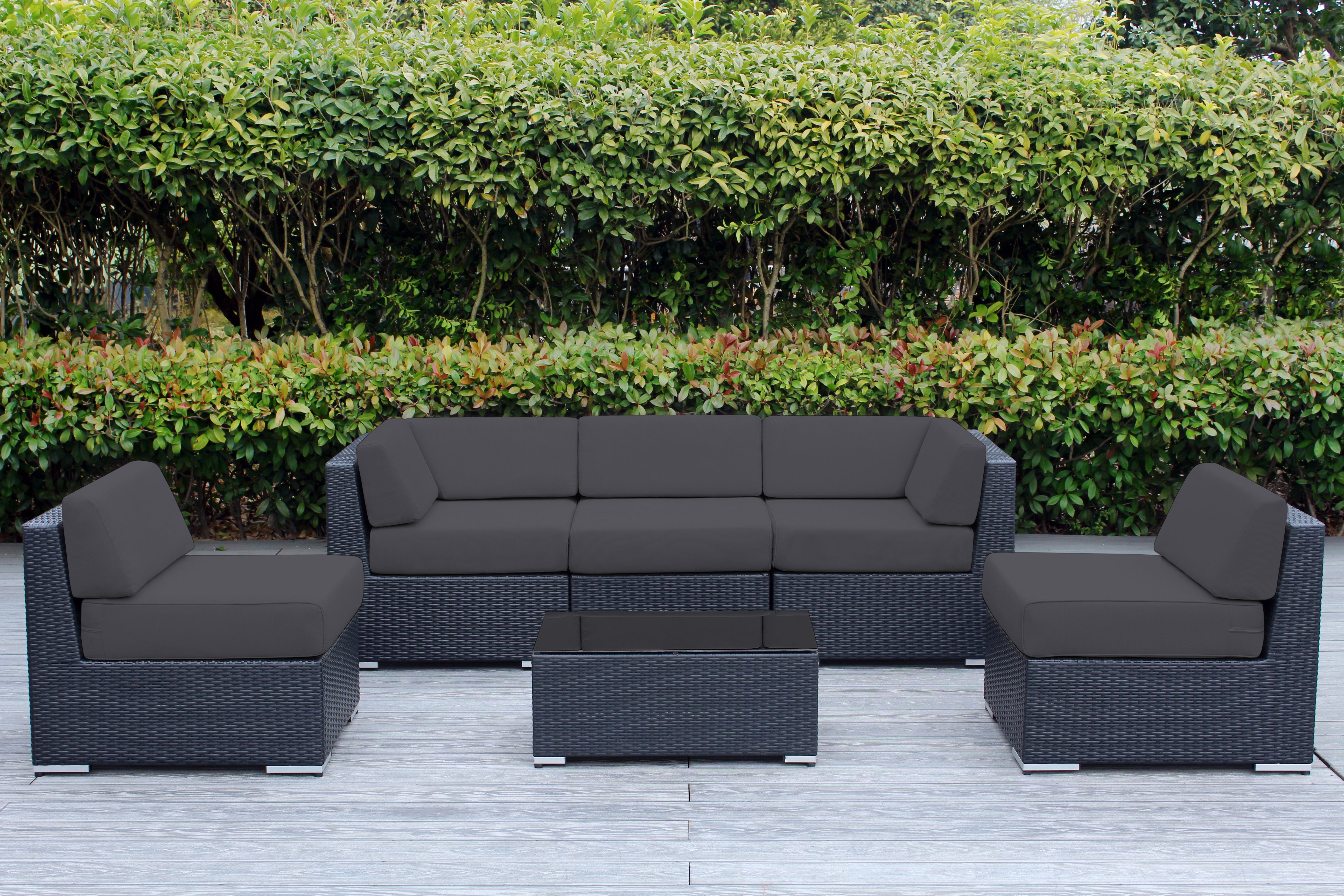 Fully Assembled Rainshield Patio Furniture - Ohana 6 Piece Outdoor Sectional with 6-inch Water Protected Cushions